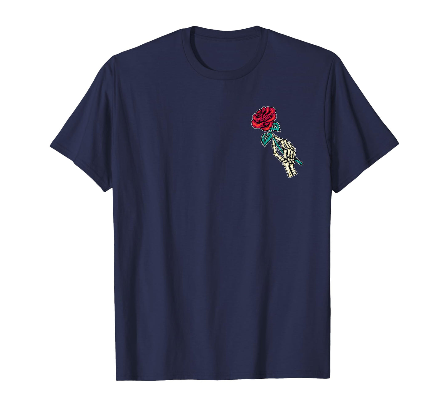 Skeleton Hand Holding Stem Flower Aesthetic Red Flower Skull T-Shirt