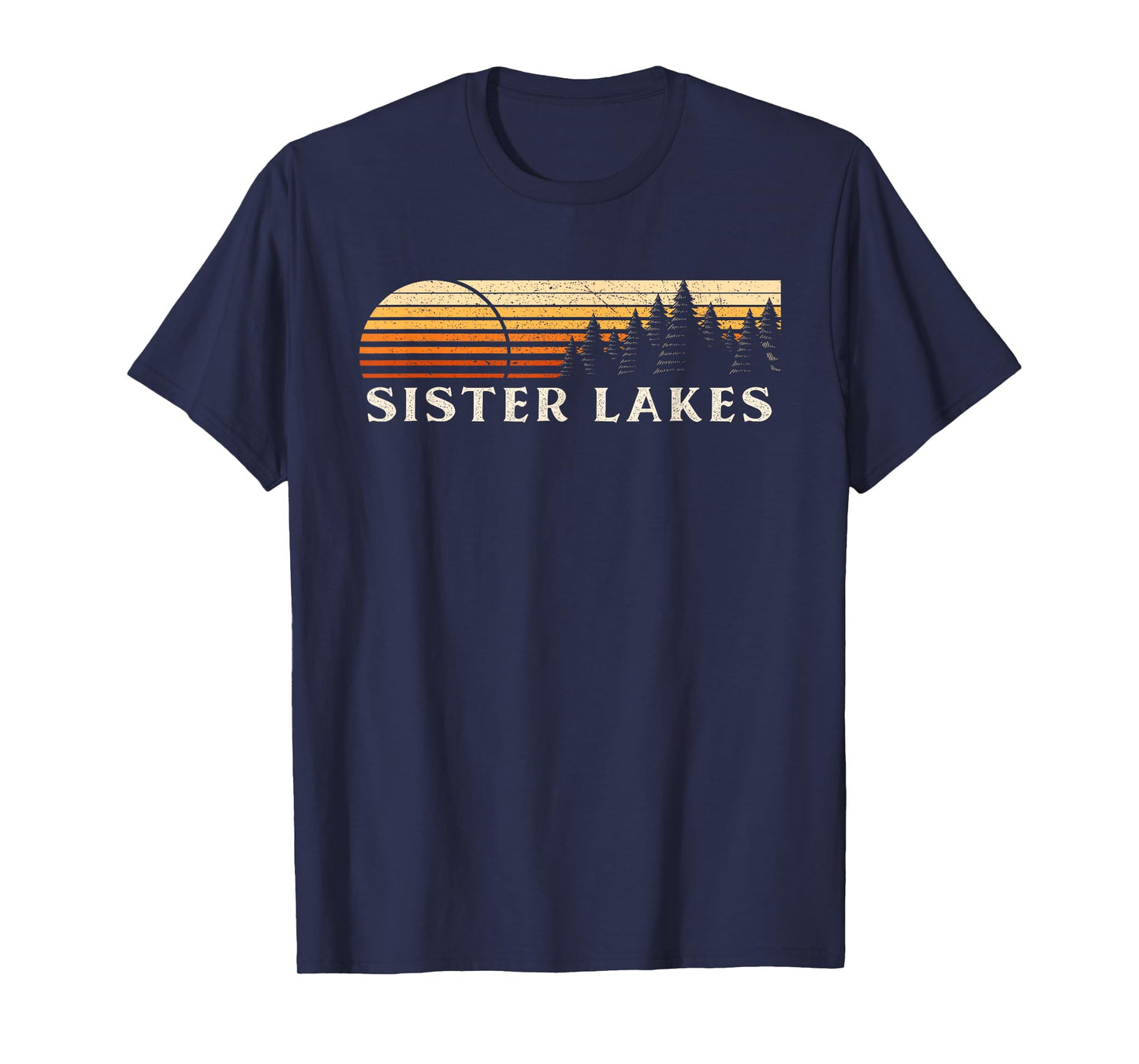 Sister Lakes, MI Vintage Evergreen Sunset Eighties Retro T-Shirt