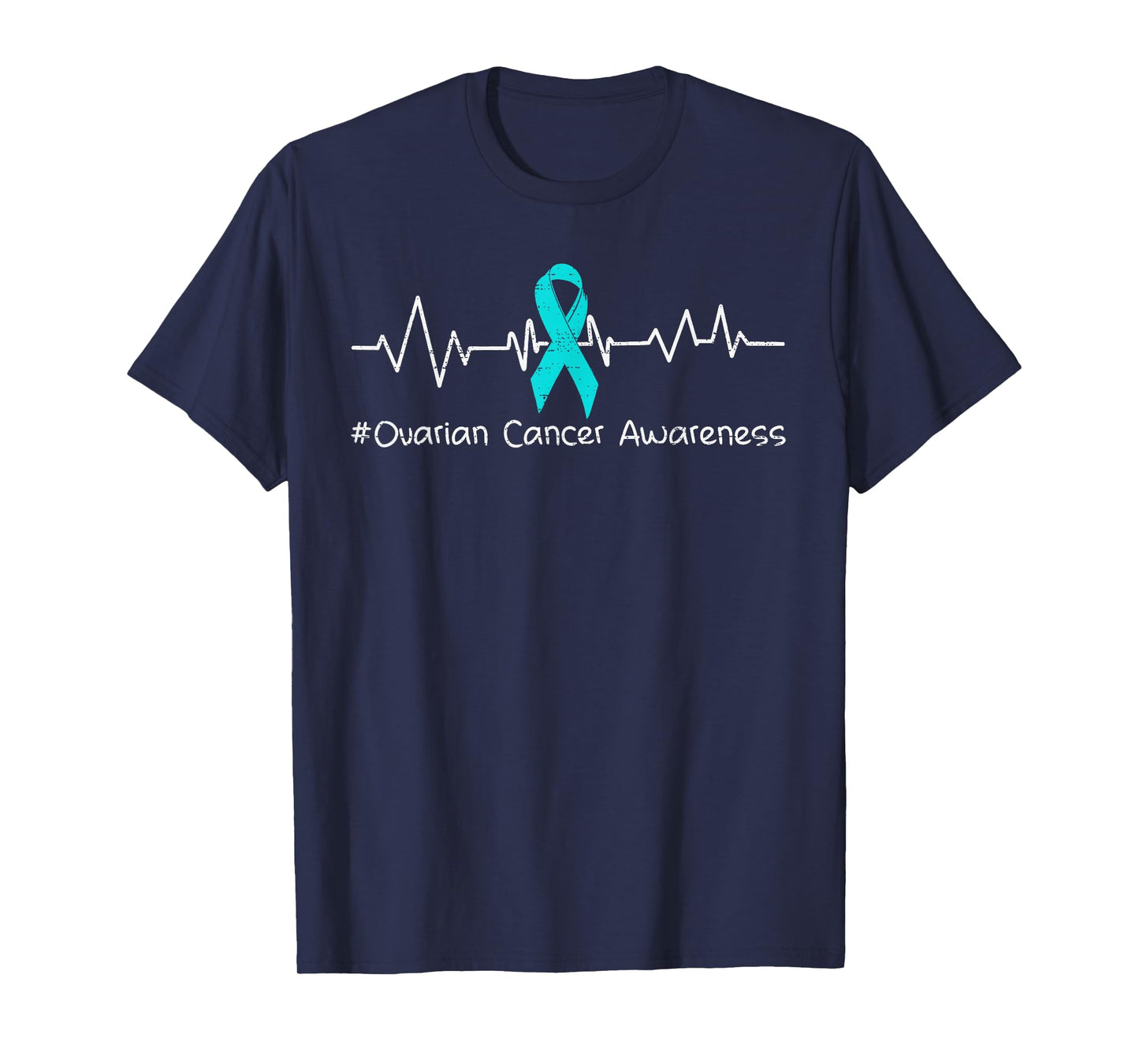 Ovarian Cancer Awareness Heartbeat Ribbon Teal Support T-Shirt
