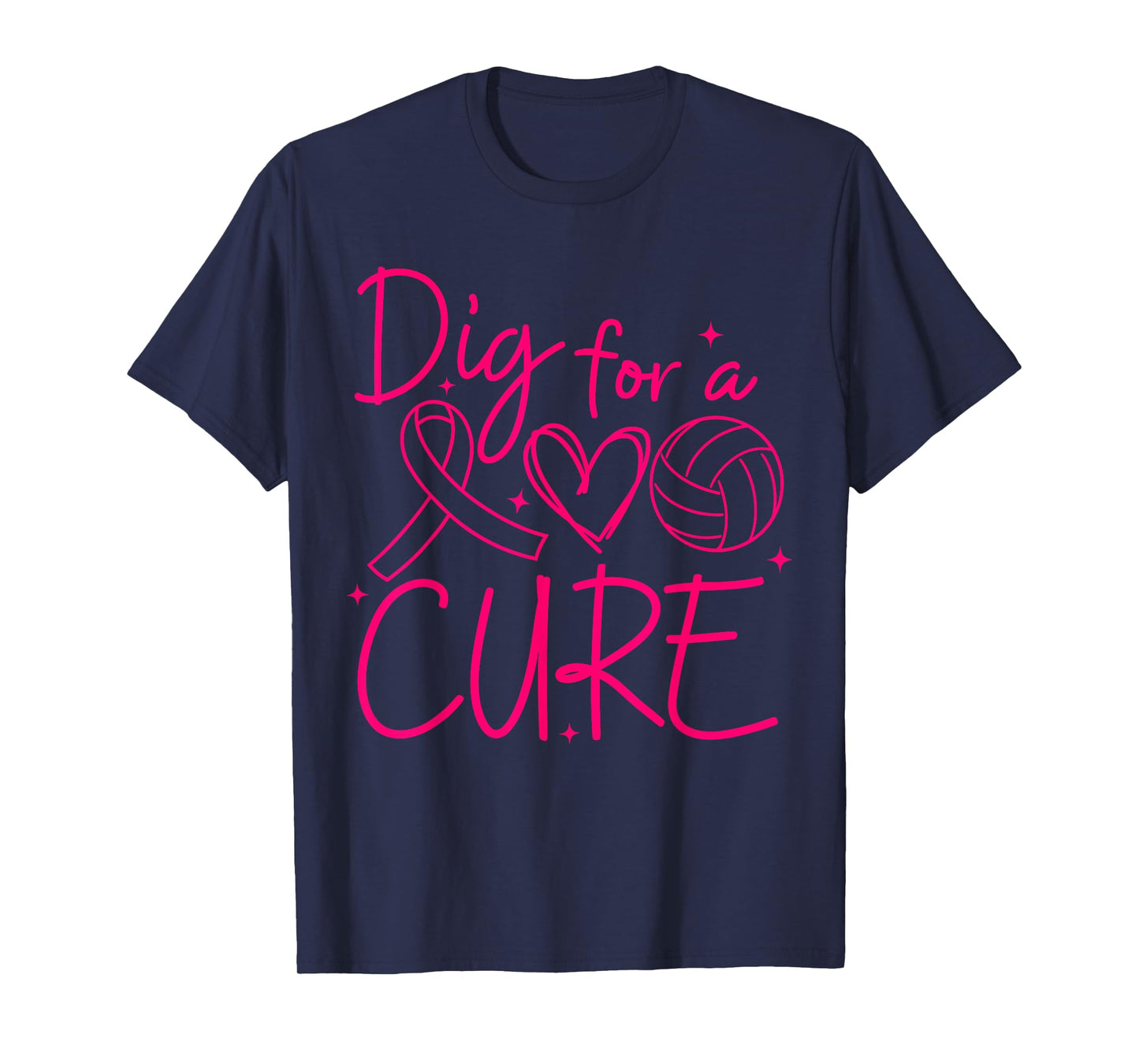 Dig For A Cure Breast Cancer Awareness Volleyball Pink T-Shirt