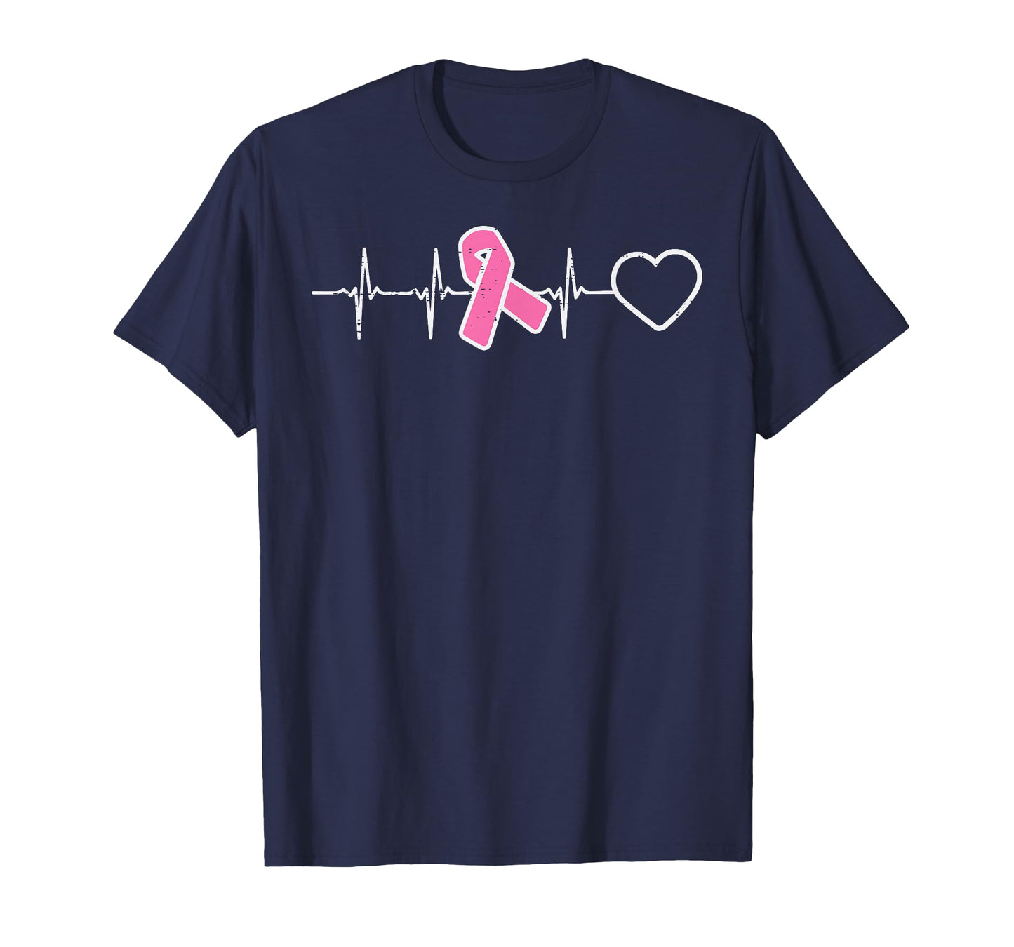 Heartbeat Pink Ribbon Nurse Srub Breast Cancer Awareness T-Shirt