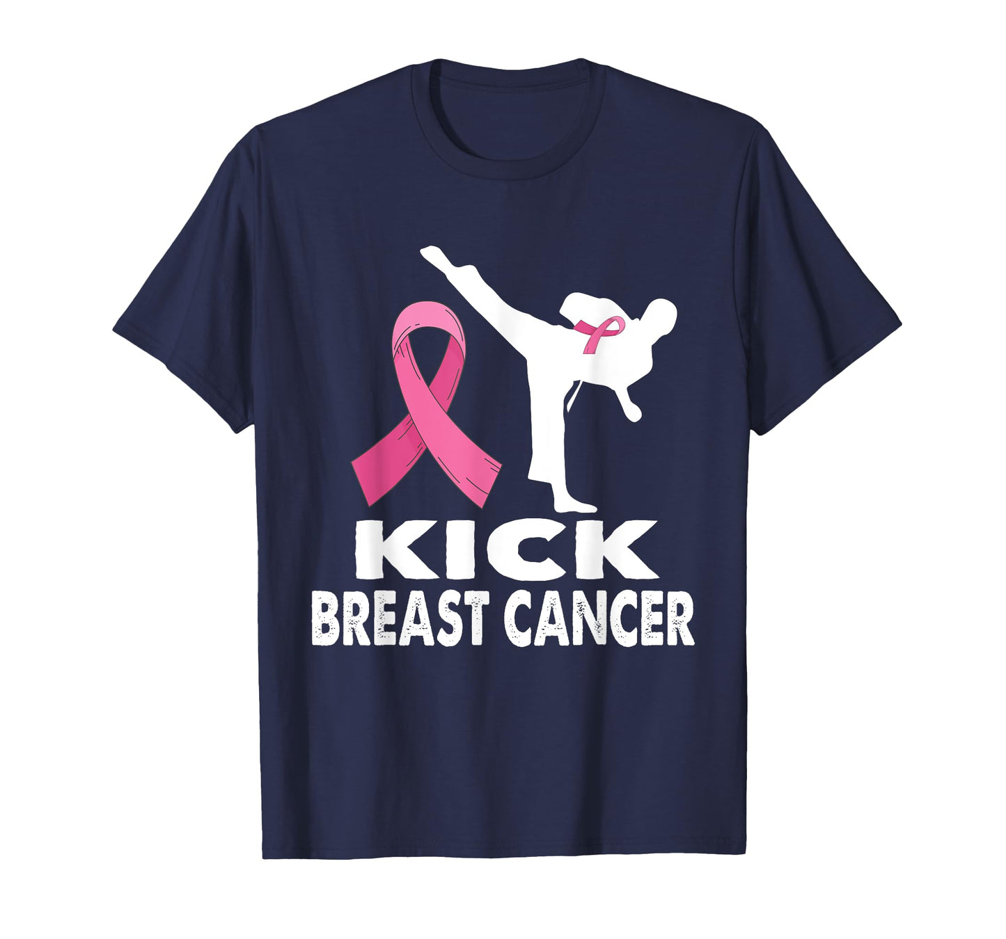Karate Kick Breast Cancer Awareness Pink T-Shirt