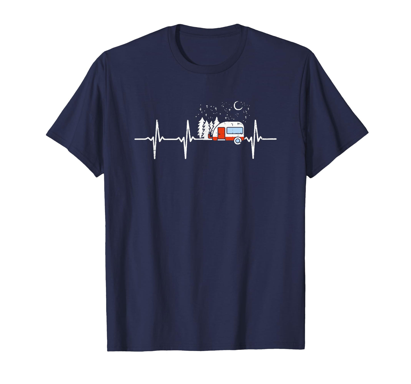 Camper Trailer Teardrop Heartbeat RV Camping T-Shirt