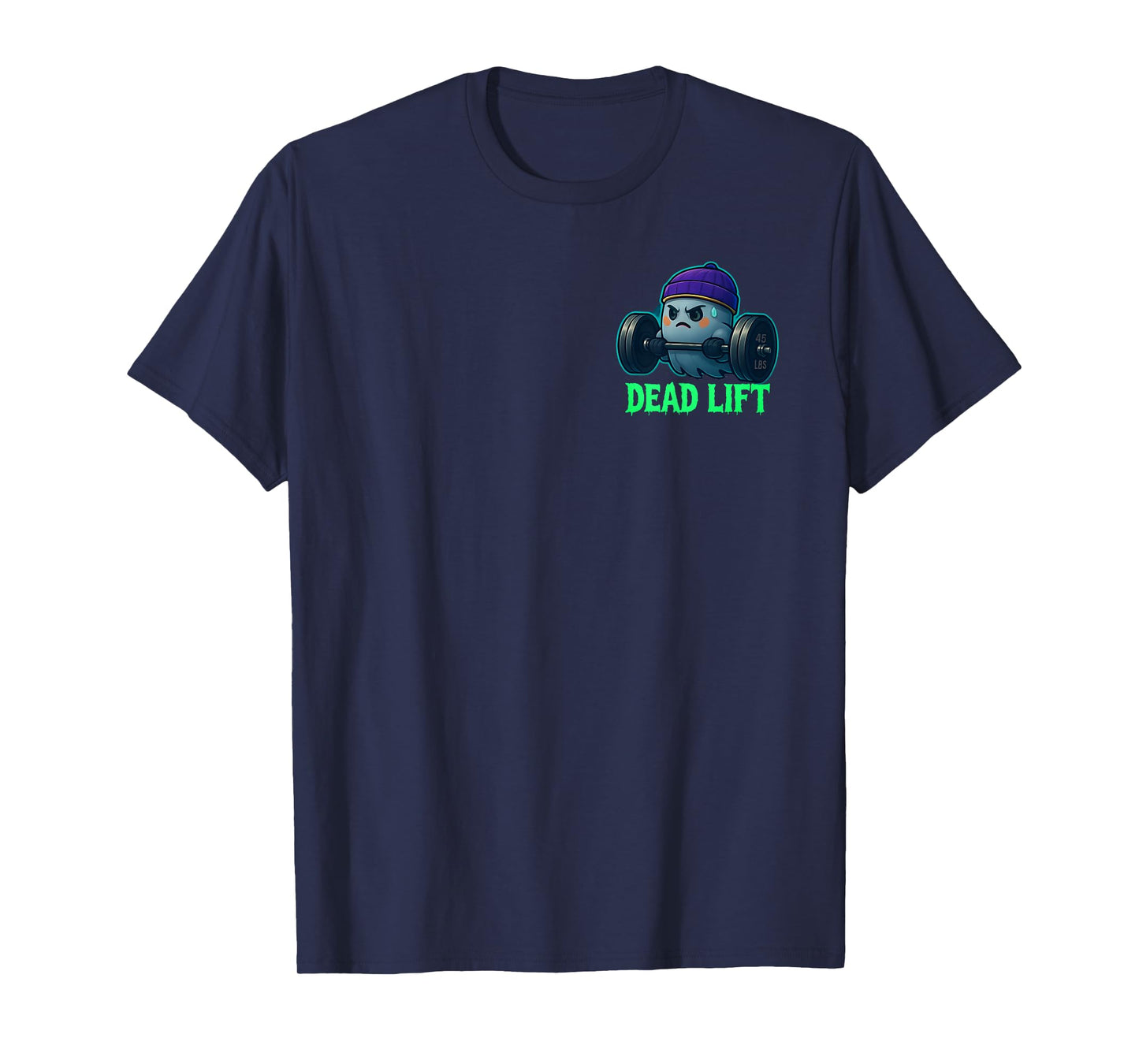 Dead Lift Funny Ghost Gym Halloween Weightlifting Pocket T-Shirt
