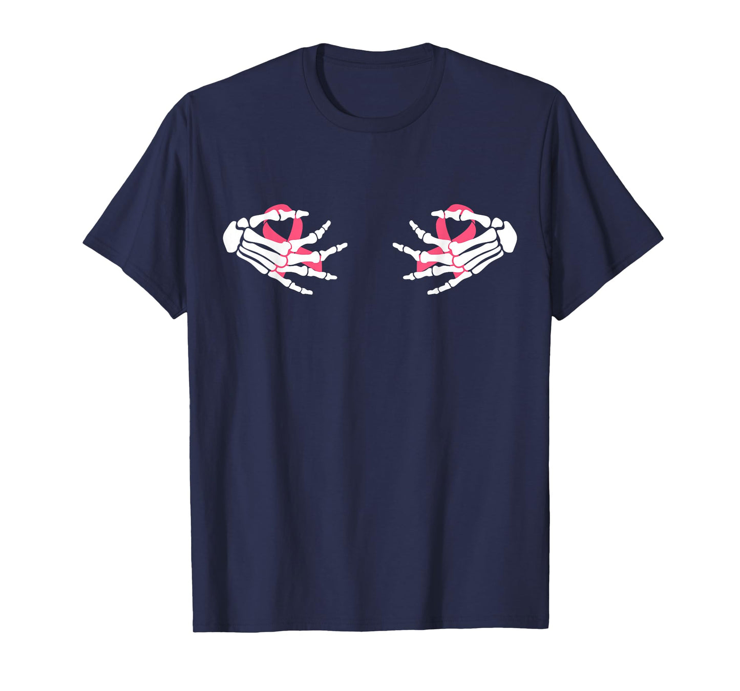 Fuck Cancer Skeleton Hand Pink Ribbon Breast Cancer T-Shirt