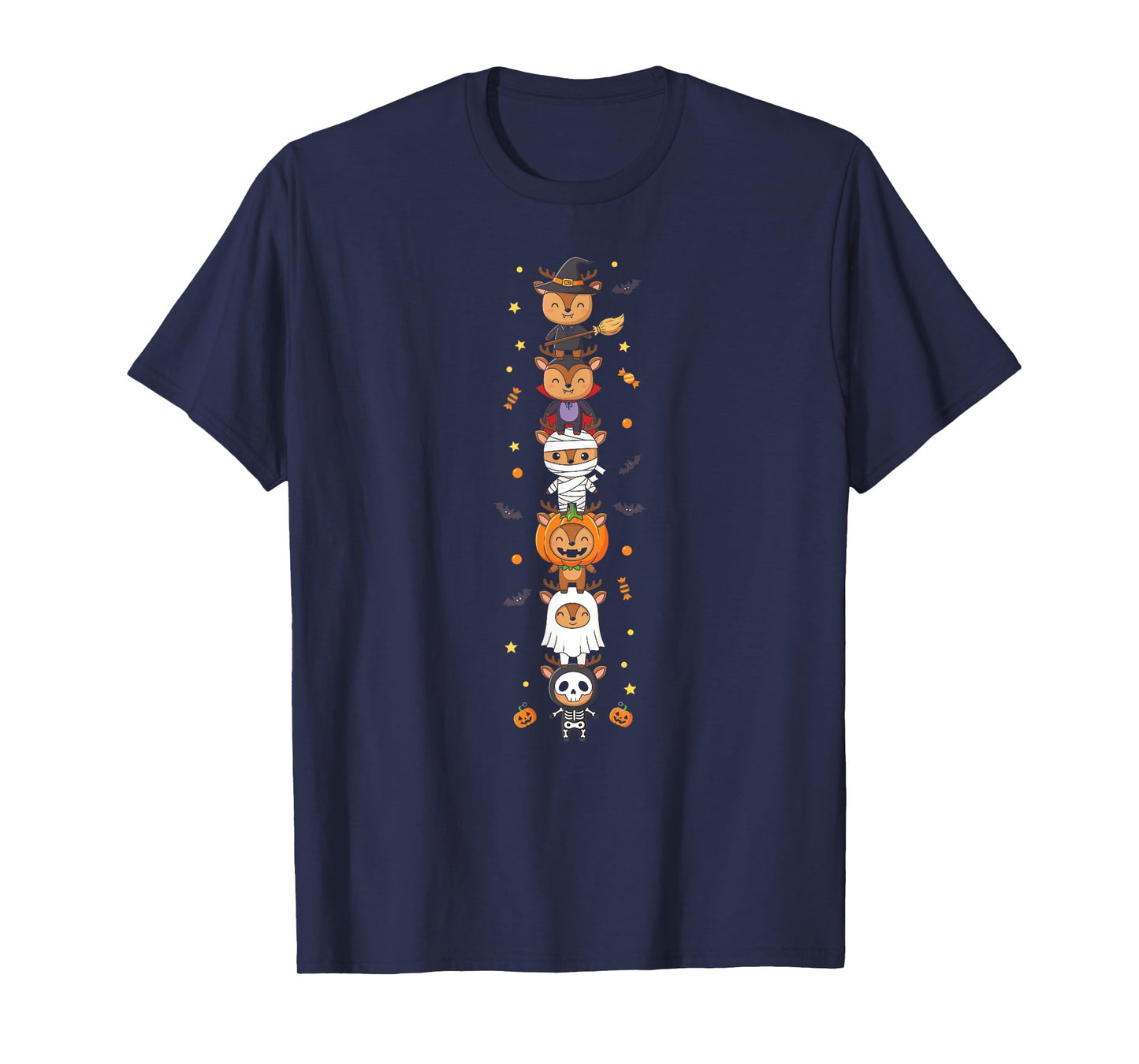 Funny Deer Witch Vampire Ghost Halloween Kids Mens Womens T-Shirt