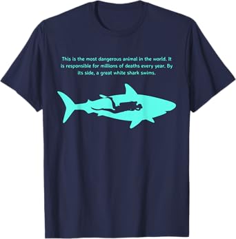 Dangerous Animals Diver Big White Shark T-Shirt