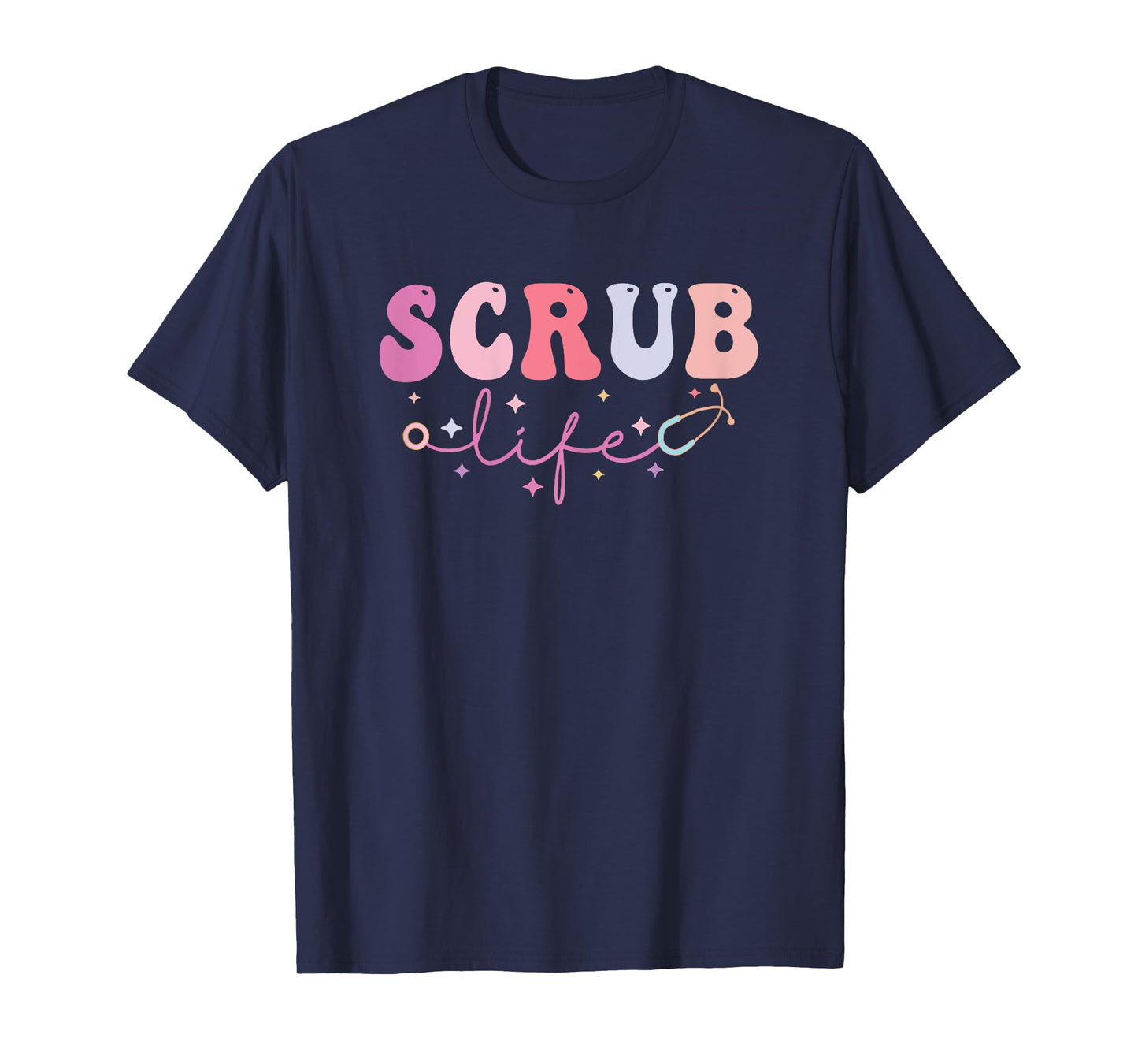 Womens Scrub Life Nurse Stethoscope Retro Groovy Nurse Gifts T-Shirt