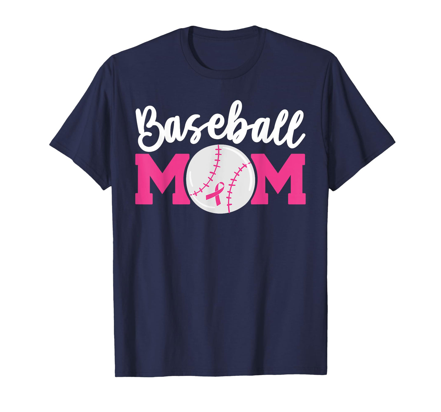 Baseball Mom Pink Ribbon Breast Cancer Awareness Fighters T-Shirt