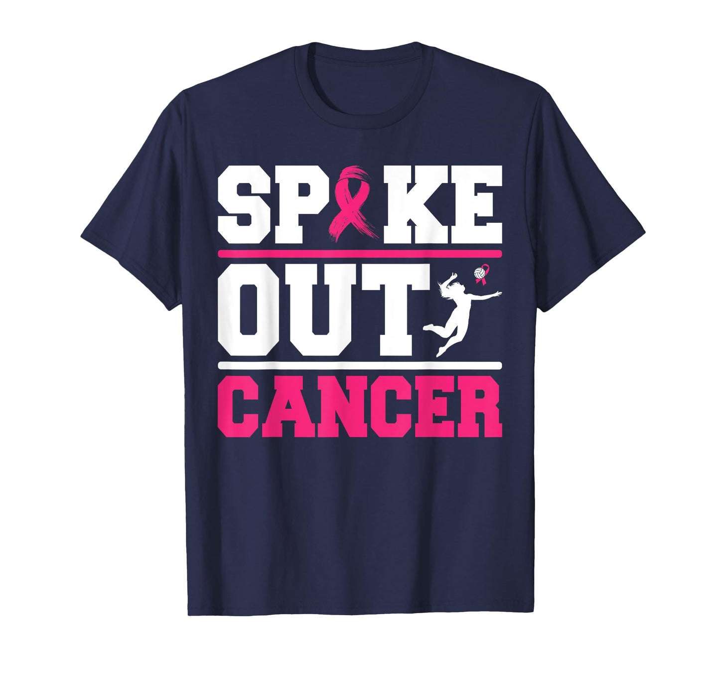 Spike Out Cancer Volleyball Player Breast Cancer Awareness T-Shirt