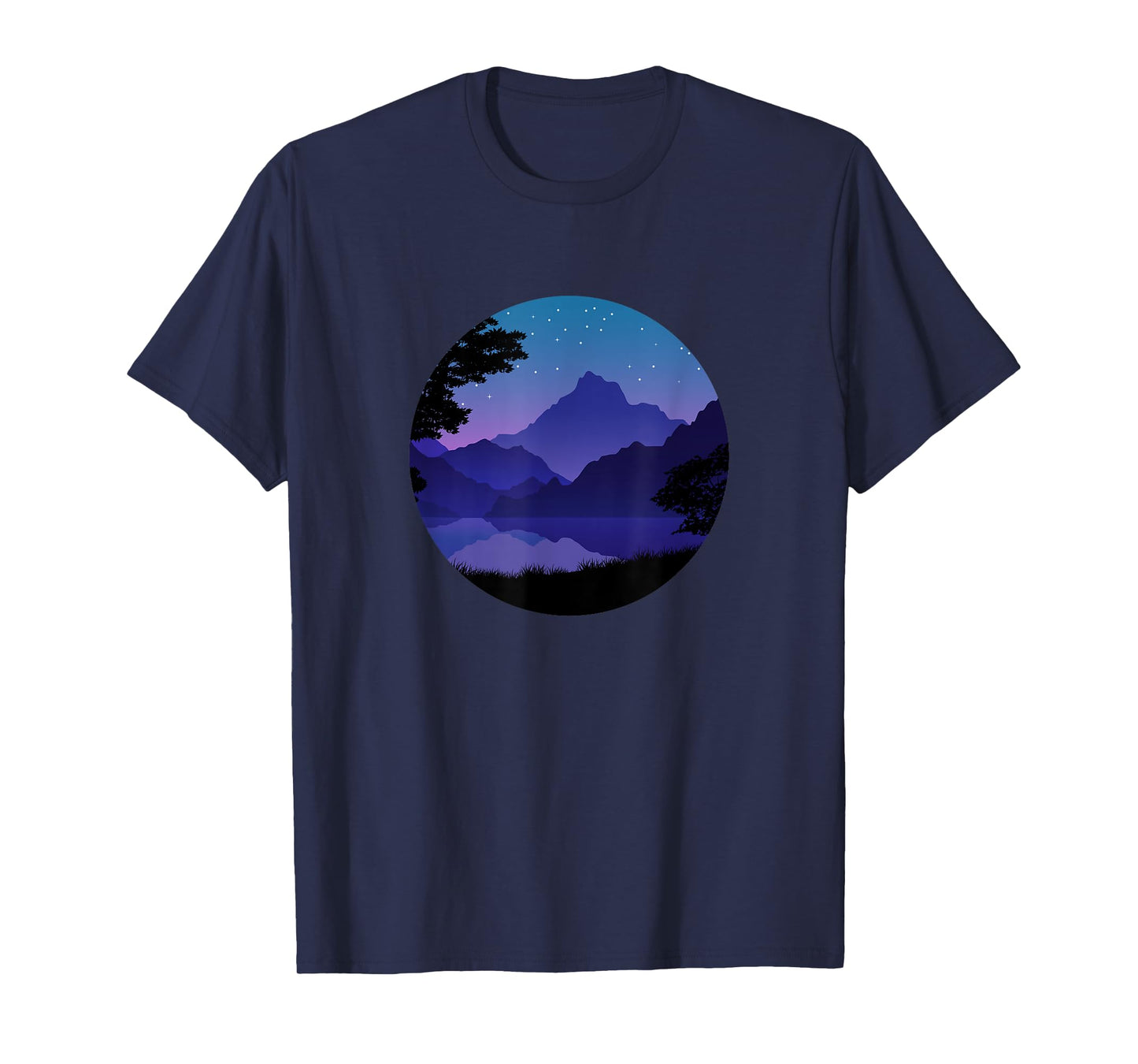 Mountain Silhouette Forest Lake Reflection T-Shirt