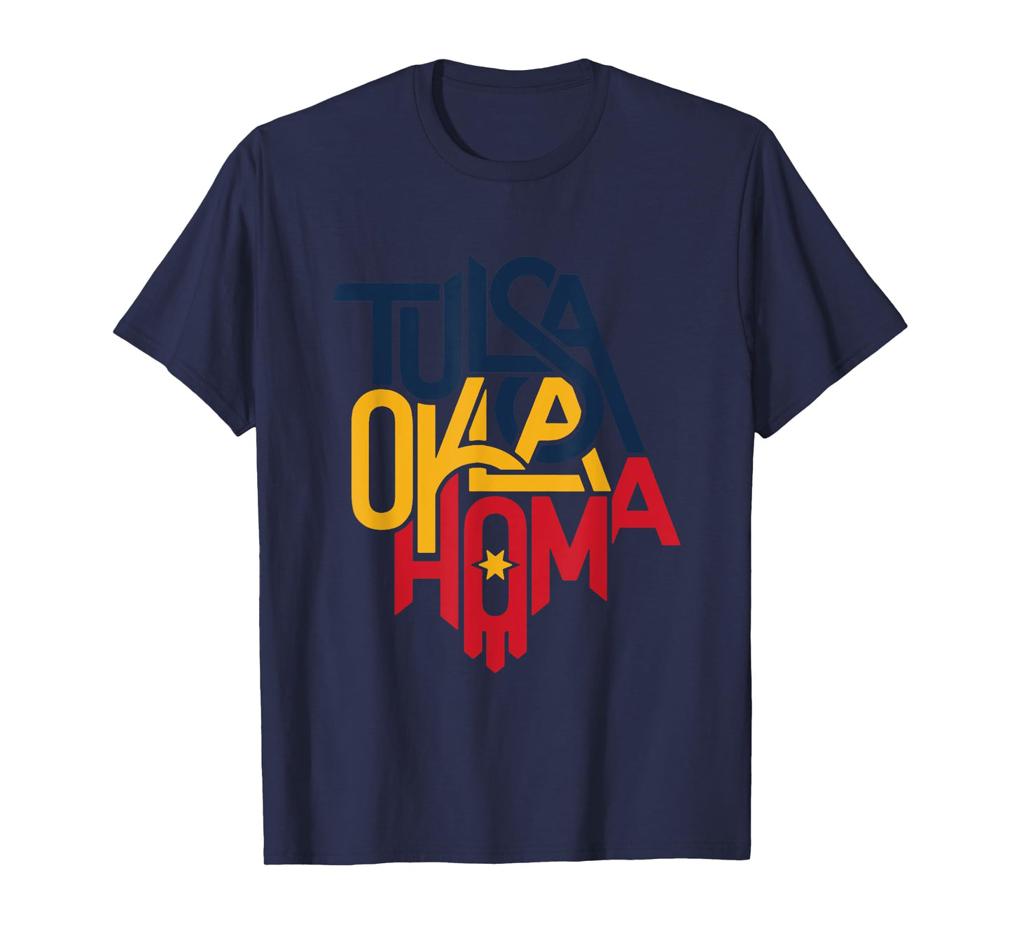 Colorful Tulsa Oklahoma Letters In Tulsa City Map Shape T-Shirt