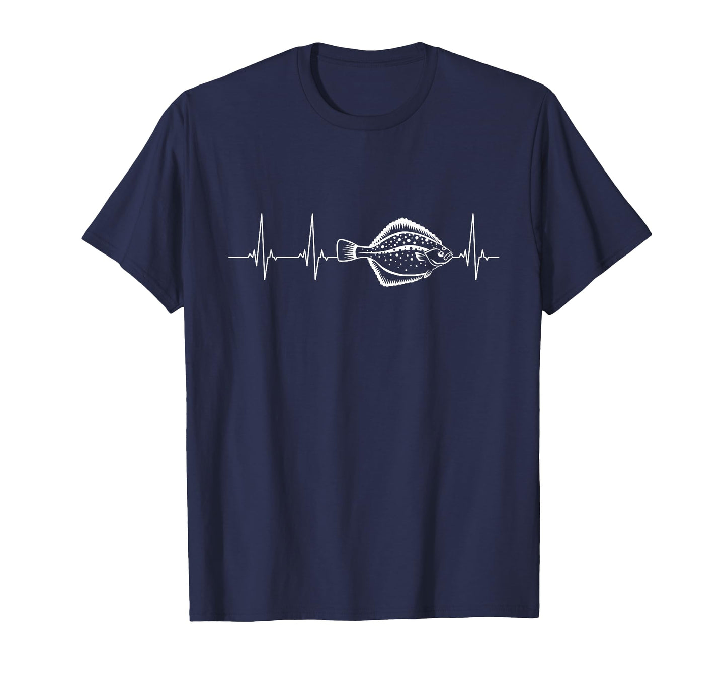 Flounder Gifts Flounder Fishing Heartbeat T-Shirt - Unisex-Adults, Black, Small, Short Sleeve