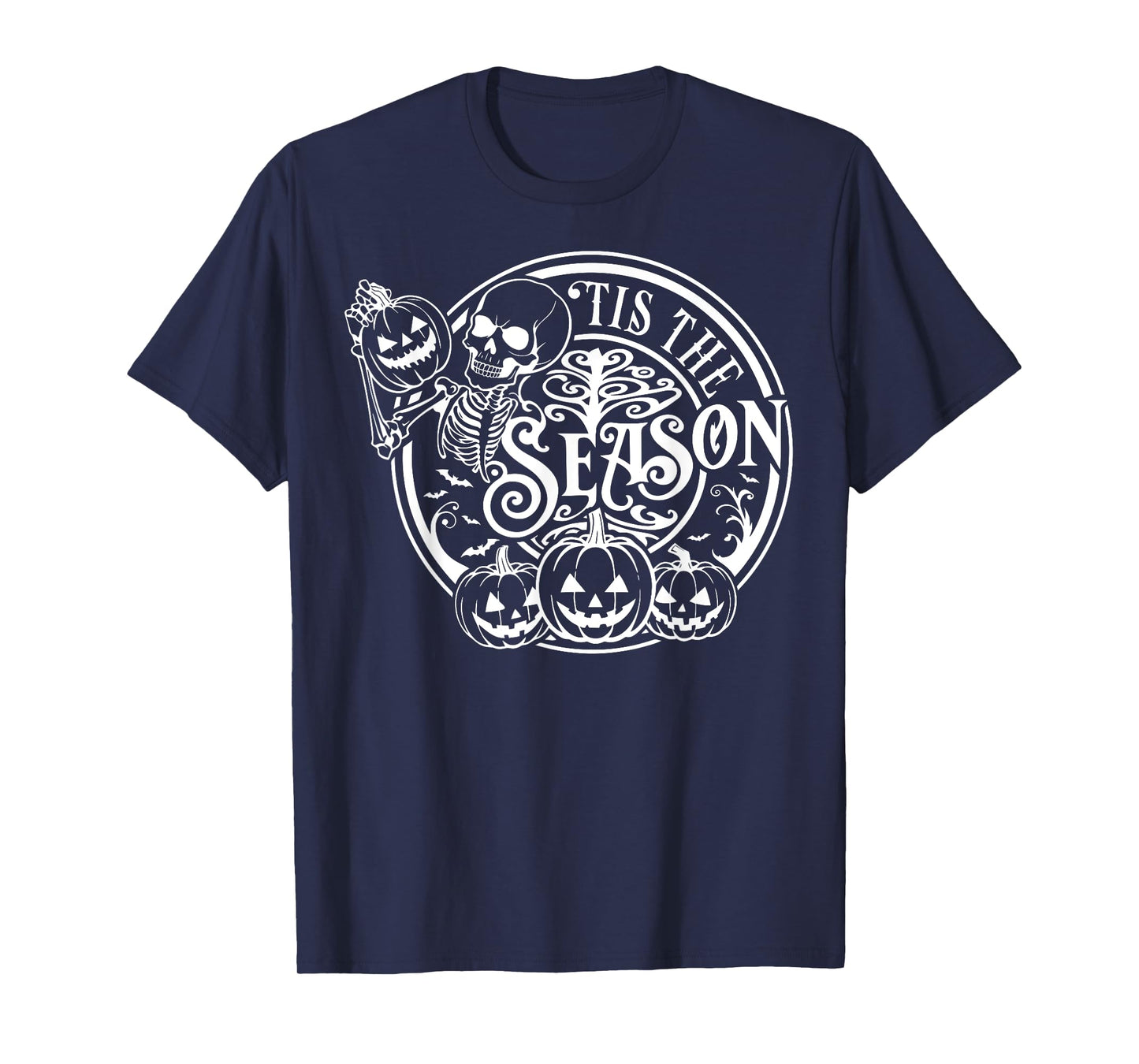 Tis The Season Halloween Skeleton Pumpkin T-Shirt