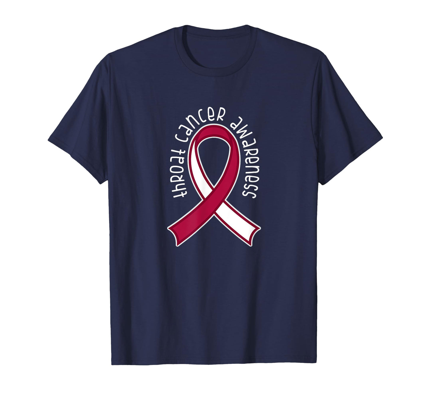 Throat Cancer Awareness Burgundy White Ribbon T-shirt T-Shirt