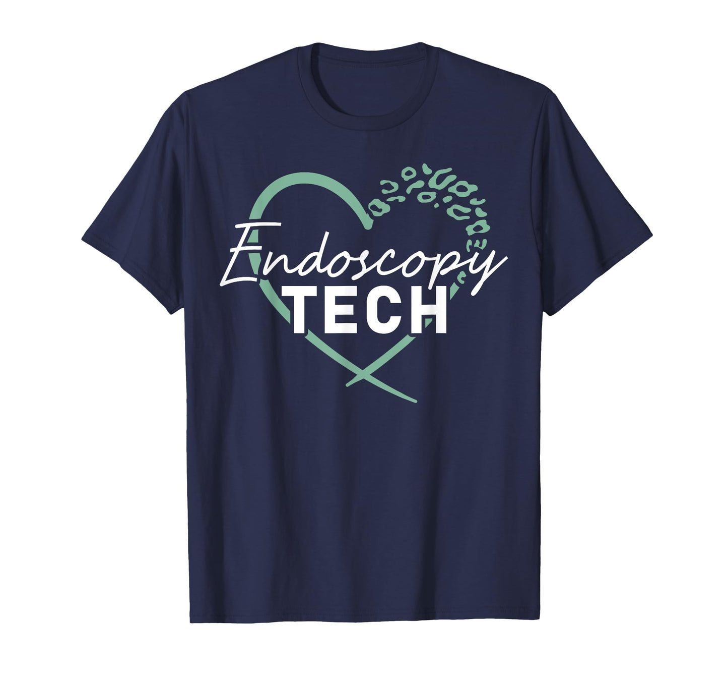 Endoscopy Tech Technician Heart Leopard T-Shirt