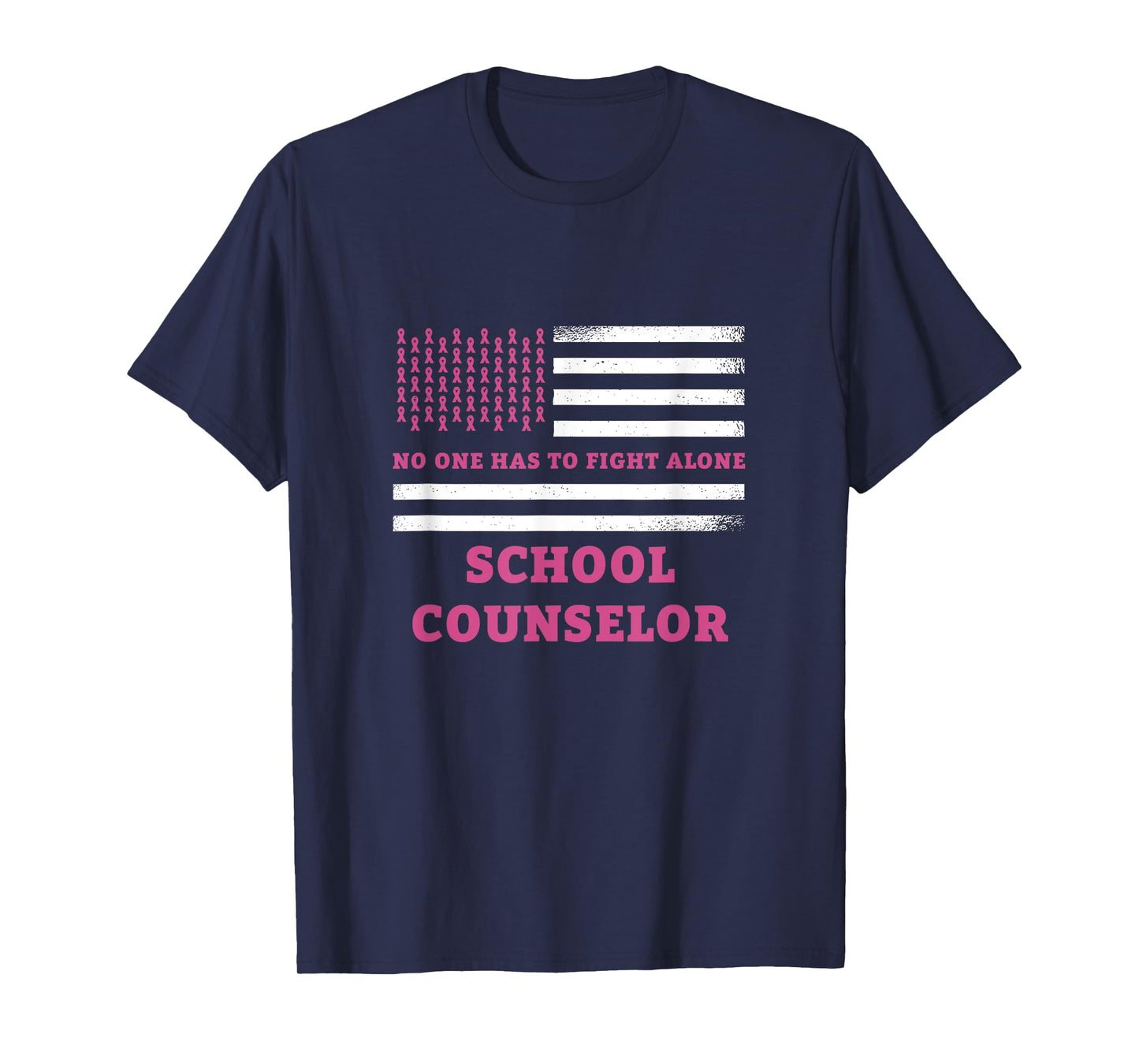 Breast Cancer Awareness School Counselor Pink Ribbon T-Shirt