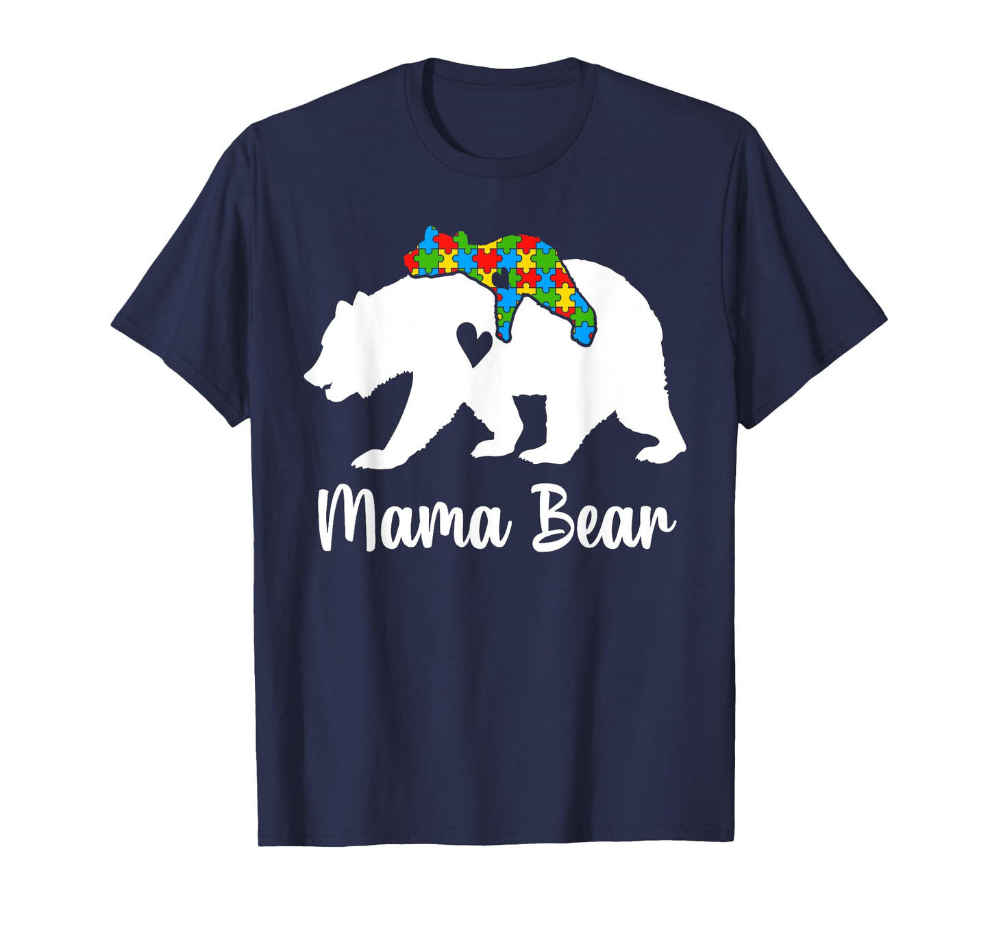 Mama Bear Love Support Autism Awareness Bear Family T-Shirt