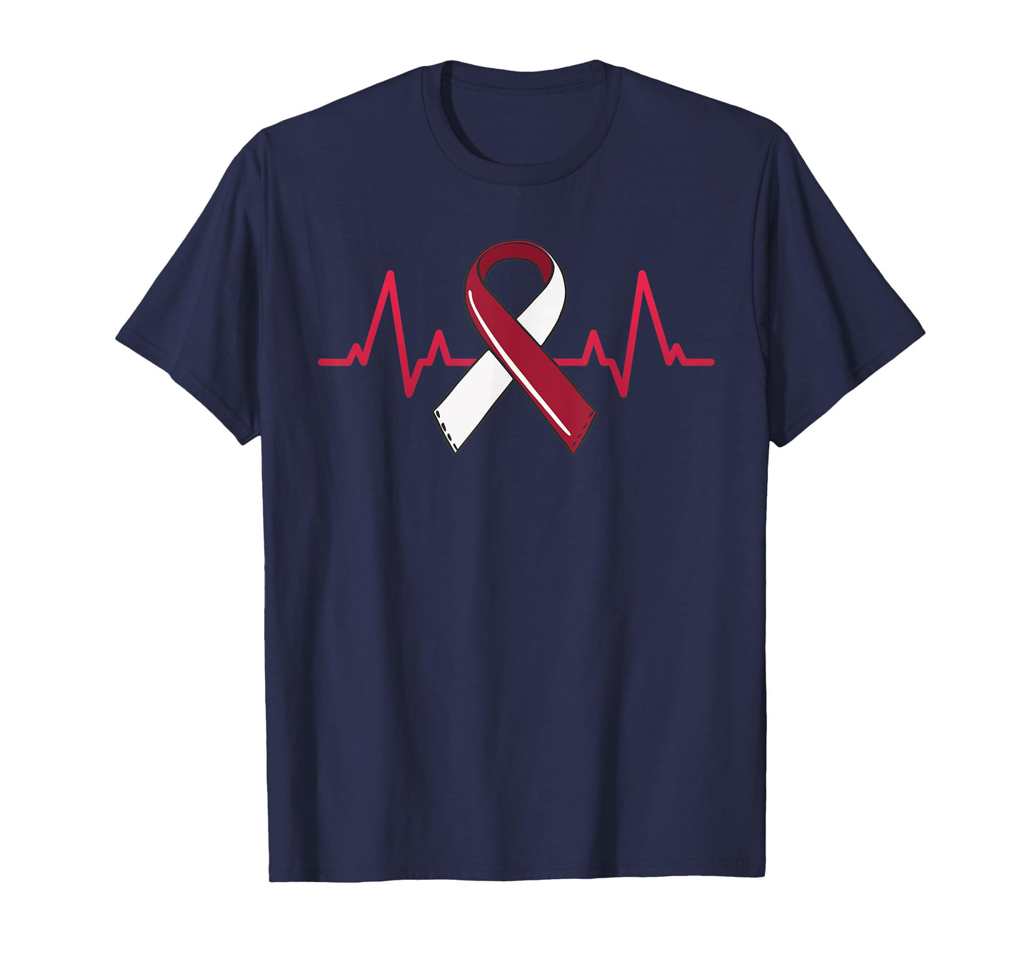 Oral Head And Neck Cancer Heartbeat Throat Burgundy Ribbon T-Shirt