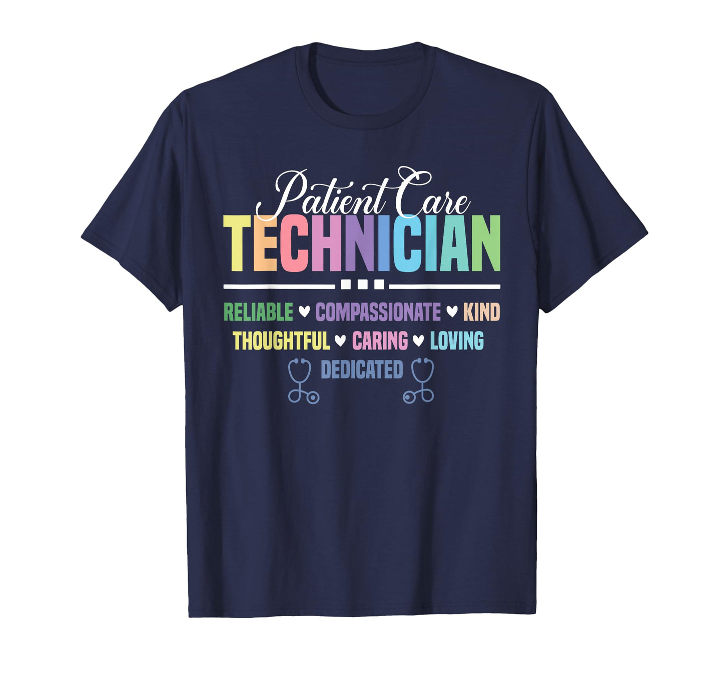 Patient Care Technician Heart Stethoscope PCT T-Shirt
