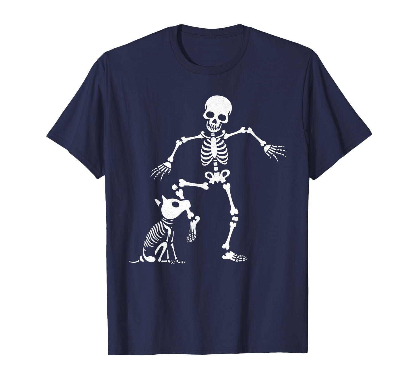 Skeleton and Dog Halloween Costume Funny Dog Skull Spooky T-Shirt
