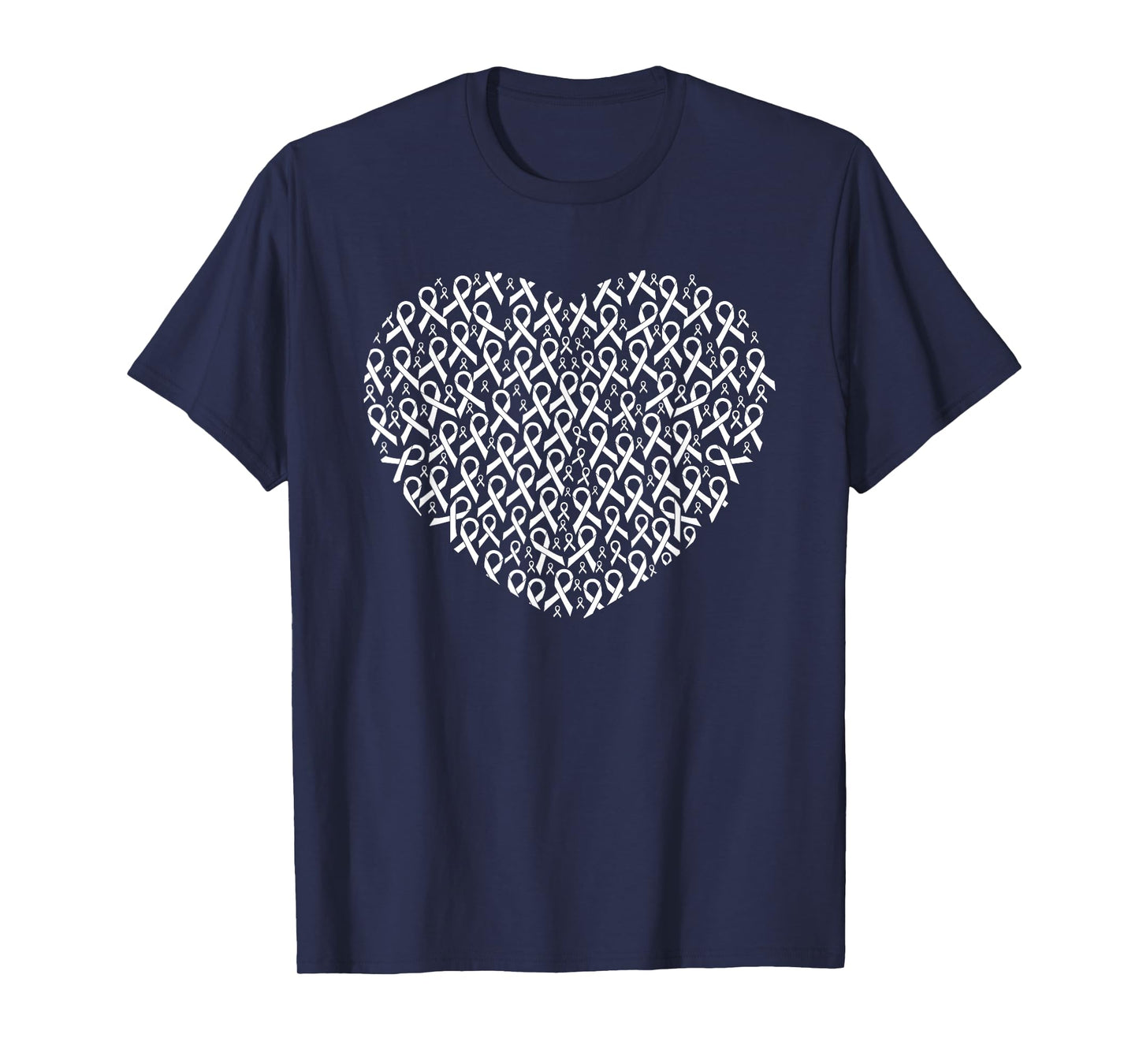 Lung Cancer Awareness White Ribbon Heart Gift Support T-Shirt
