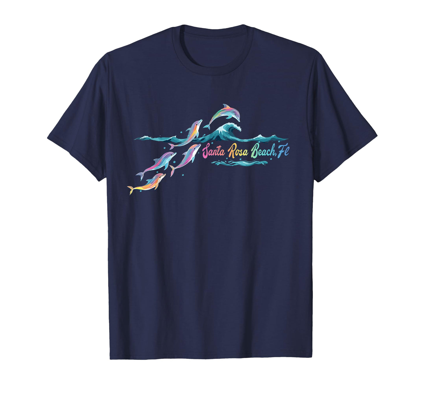 Santa Rosa Beach Florida Colorful Dolphin Lover Beach T-Shirt