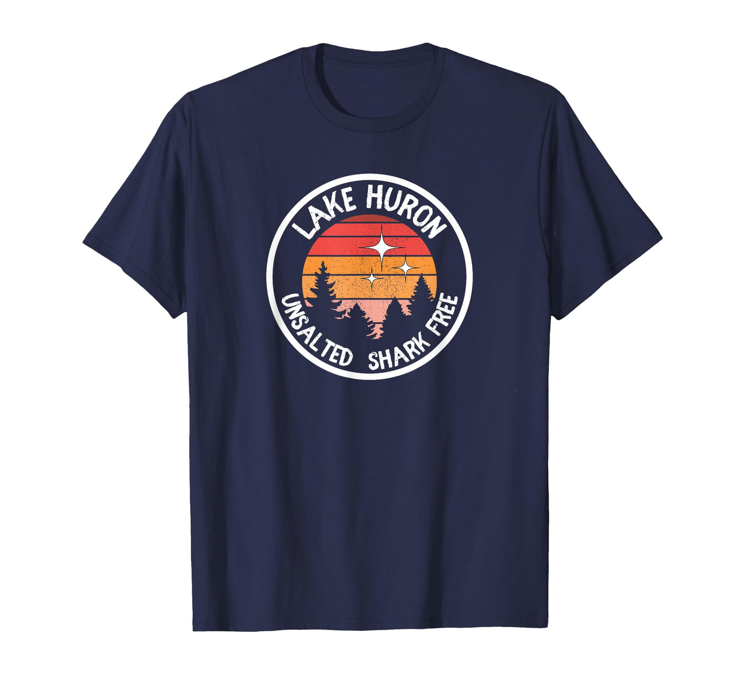Lake Huron Retro Unsalted Shark Free Great Lakes MI Huron T-Shirt