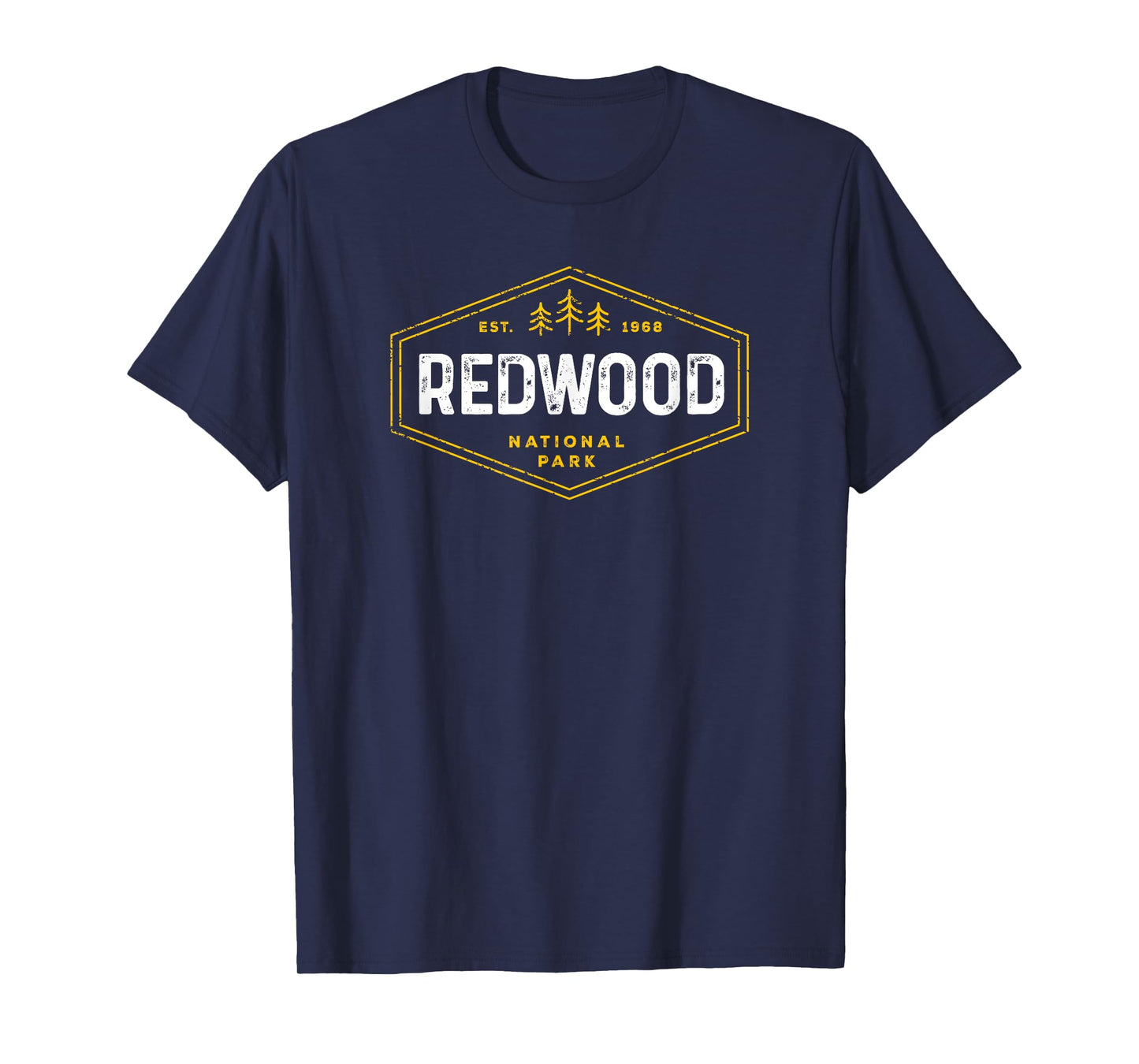 Redwood National Park Shirt Vintage Tree Hexagon Badge Hike T-Shirt