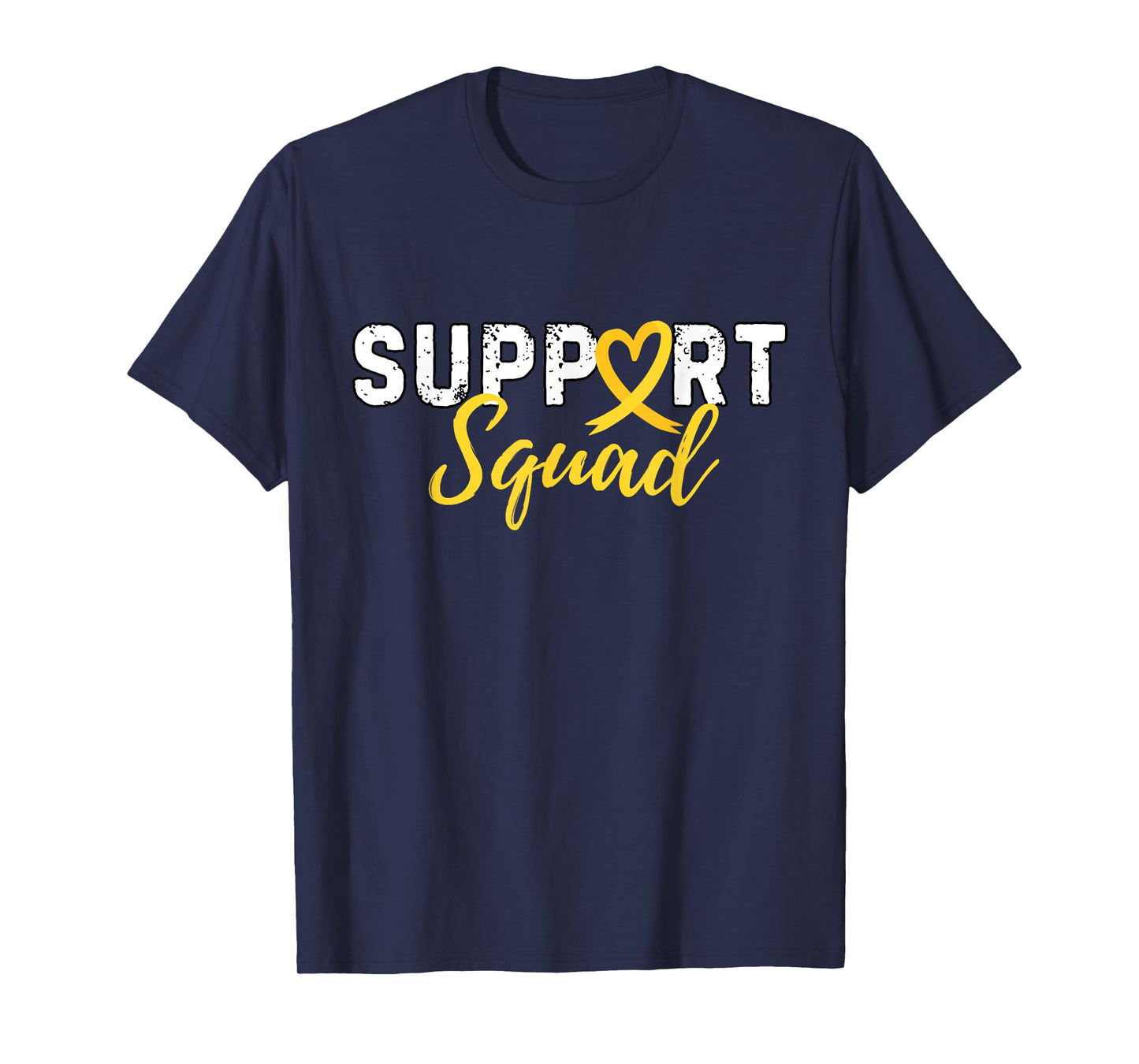 Support Squad Sarcoma Cancer Love Heart Yellow Ribbon Retro T-Shirt
