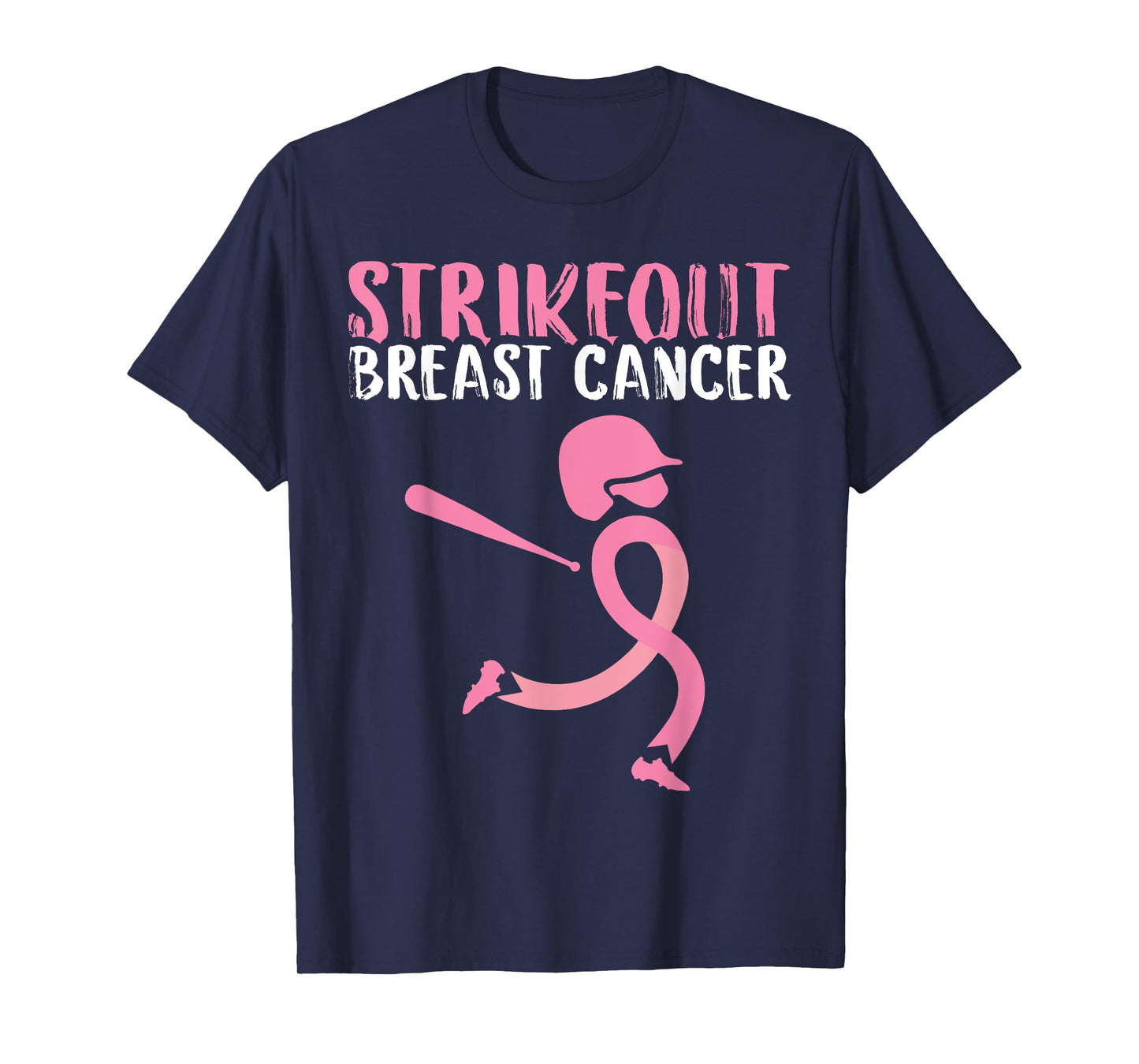 Strike Out Breast Cancer Awareness Pink Ribbon Baseball Girl T-Shirt