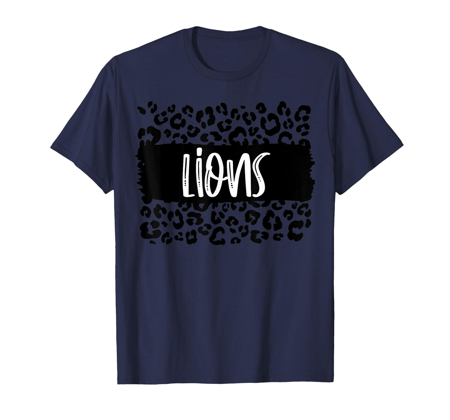 Lions Team Mascot School Spirit Game Night Leopard Print T-Shirt