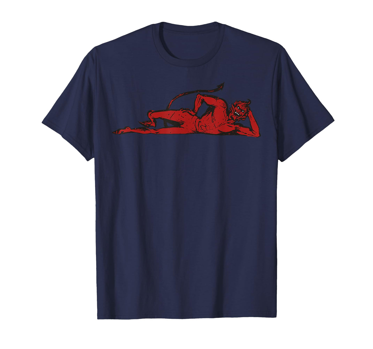 Mischievous Red Devil Design With Horns And Pointed Tail T-Shirt