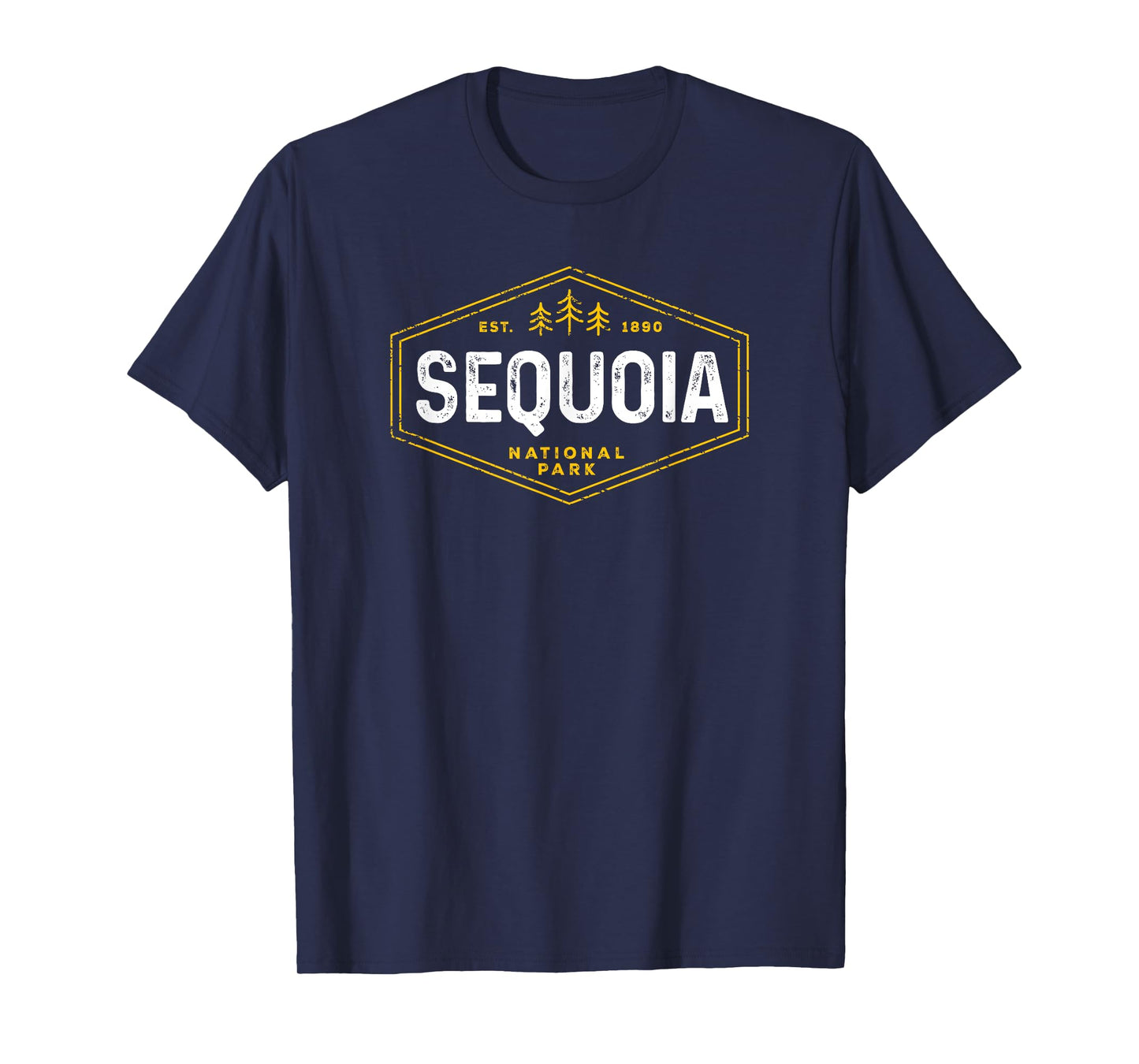 Sequoia National Park Shirt Vintage Tree Hexagon Badge Hike T-Shirt