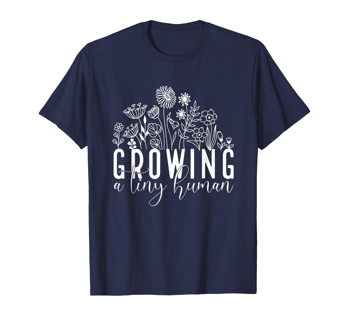 Growing A Tiny Human Tee, Floral Pregnancy Announcement T-Shirt