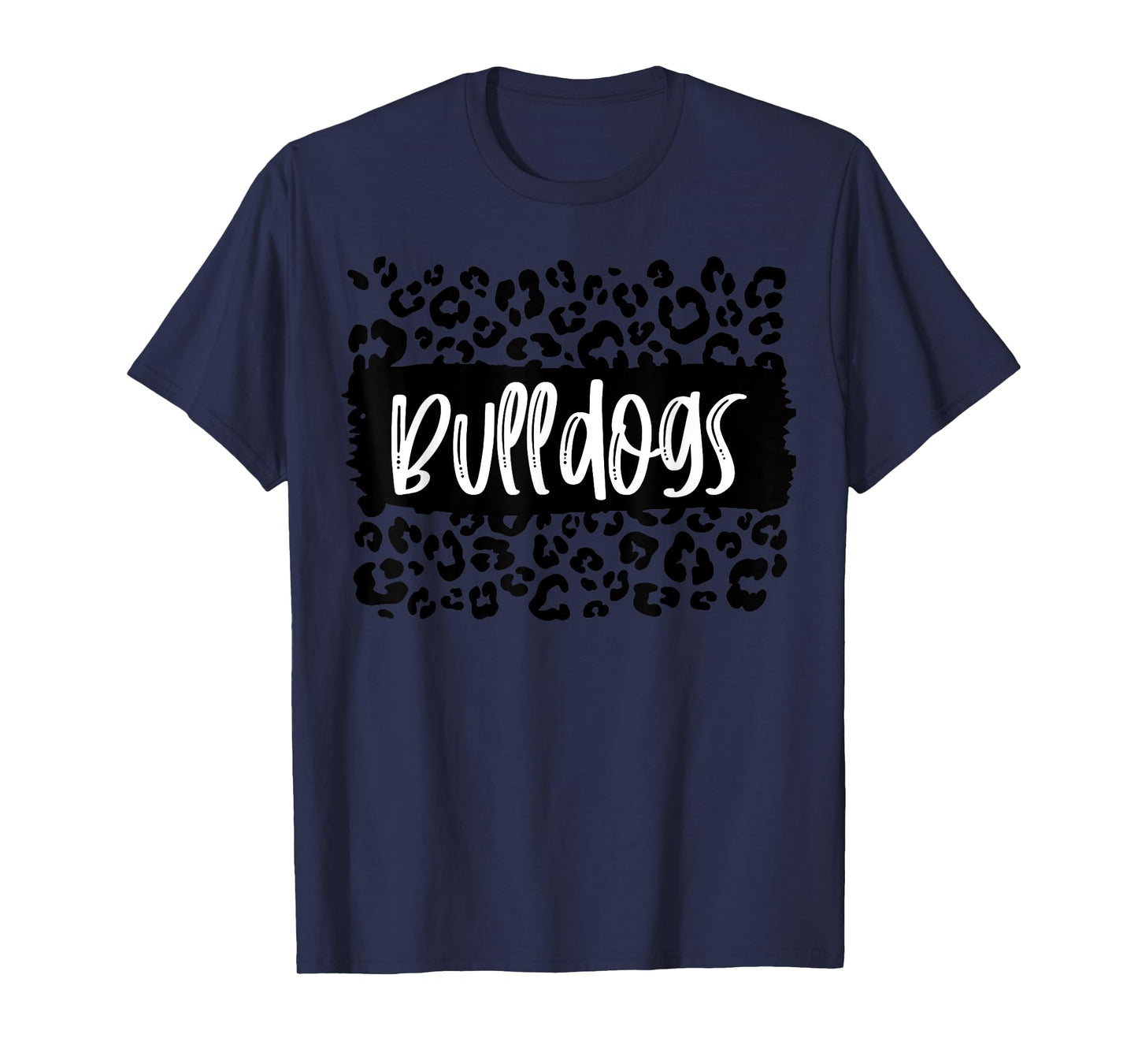 Bulldogs Team Mascot School Spirit Game Night Leopard Print T-Shirt