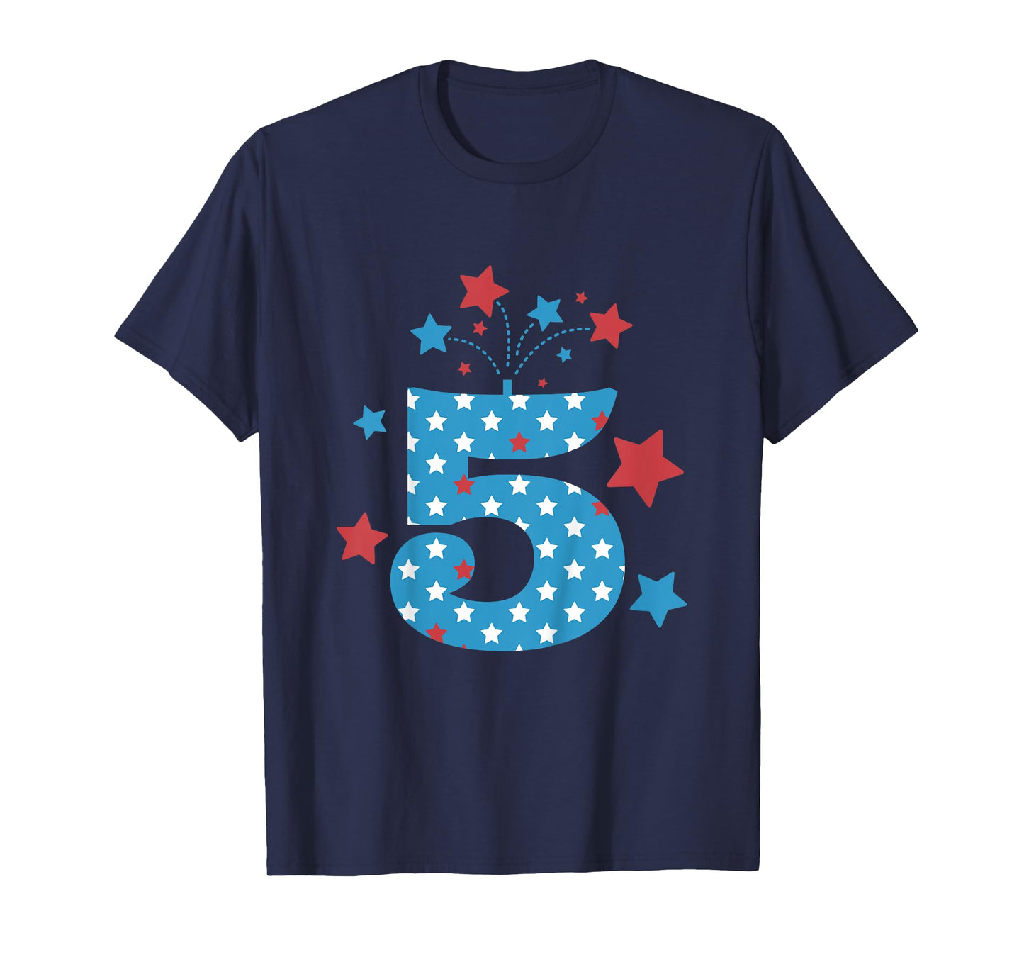 Red, White and Five - 5th Birthday Patriotic Firecrackers T-Shirt