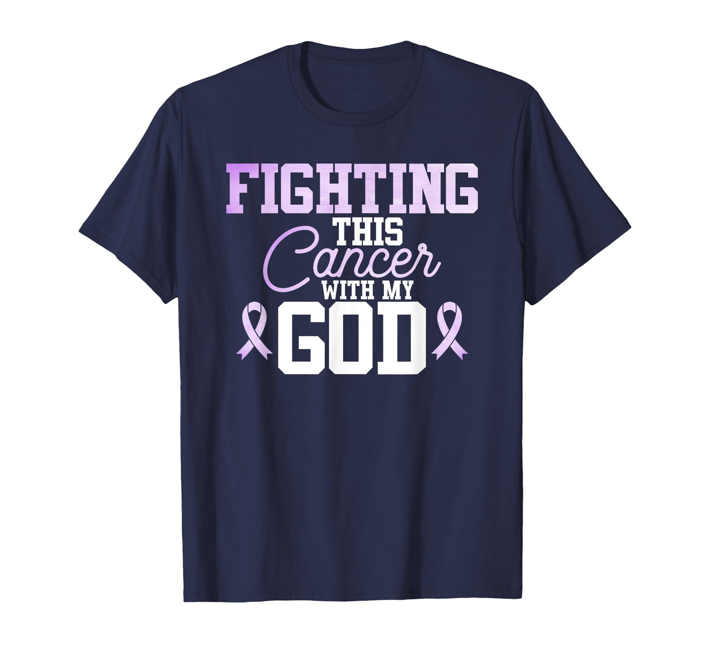 Christian Fighting Cancer Awareness Quote Purple Ribbon T-Shirt