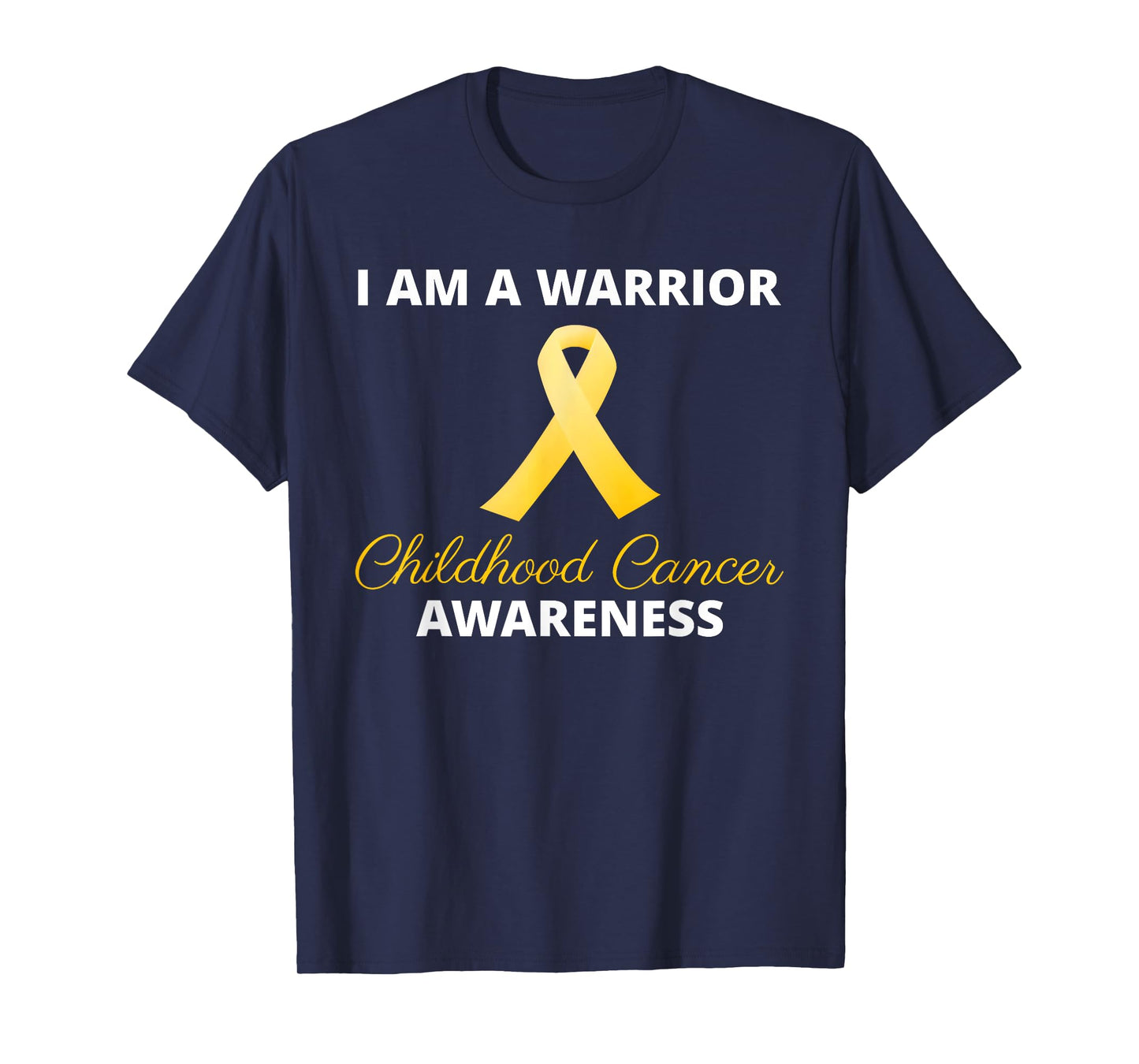 I Am A Warrior Childhood Cancer Awareness Gold Ribbon Kids T-Shirt