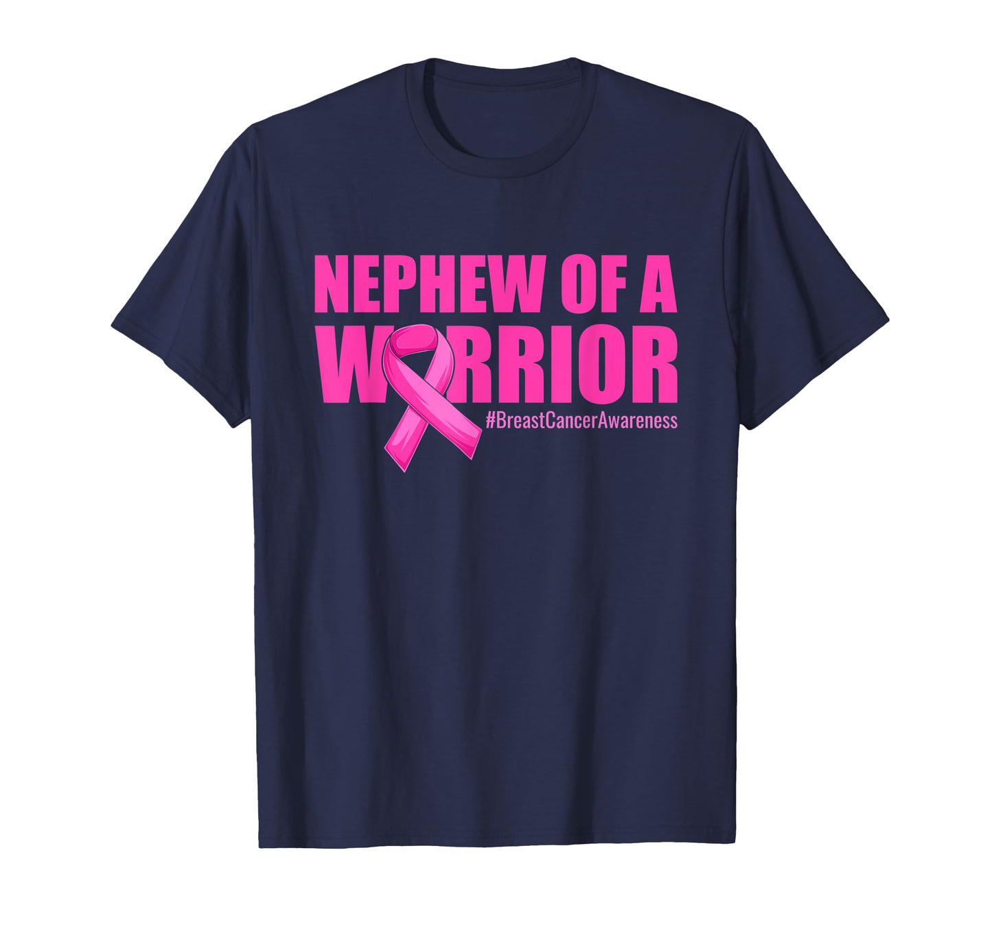 Mens Nephew of a Warrior Aunt Breast Cancer Awareness Pink Ribbon T-Shirt
