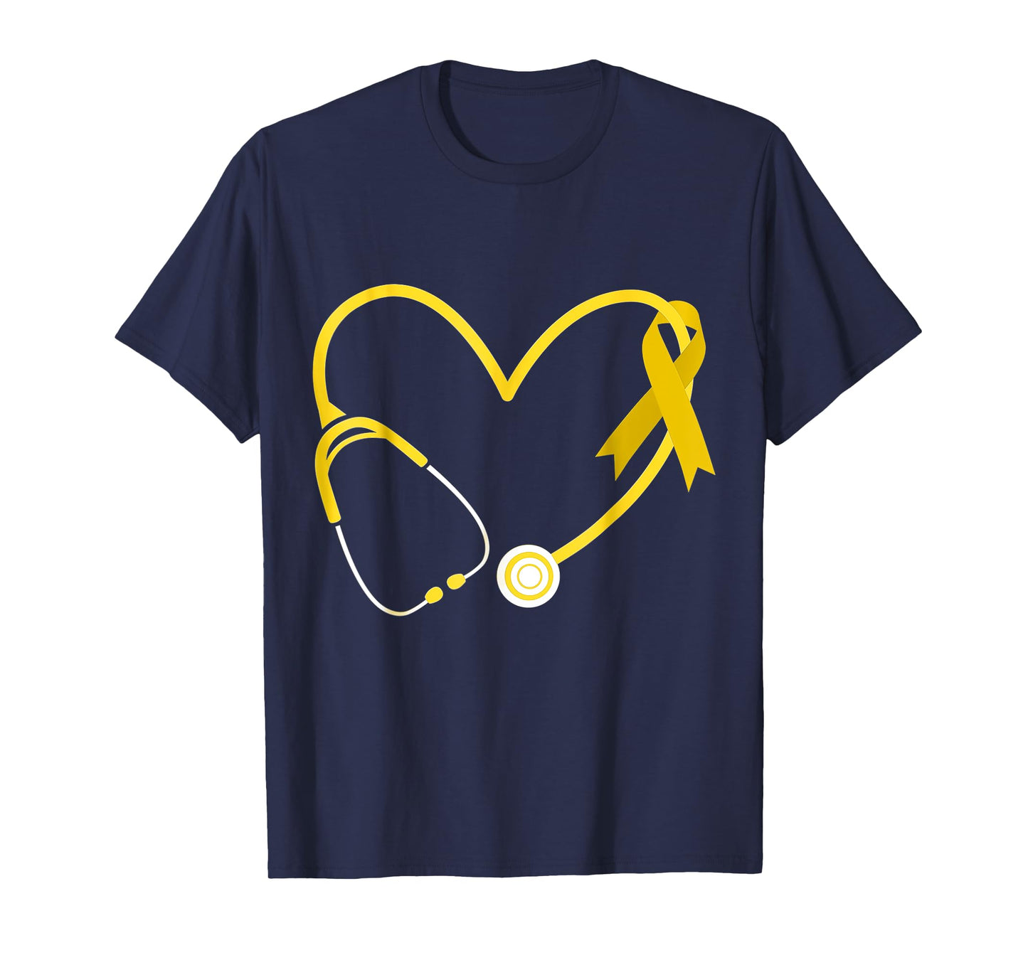 Doctor Nurse Heart Love Gold Childhood Cancer Awareness Gold T-Shirt