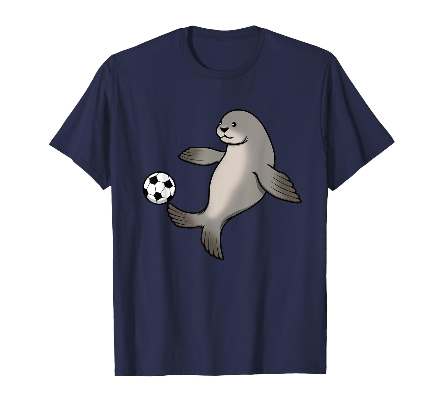 Cute Seal Playing Soccer Hobby Ball Sports T-Shirt