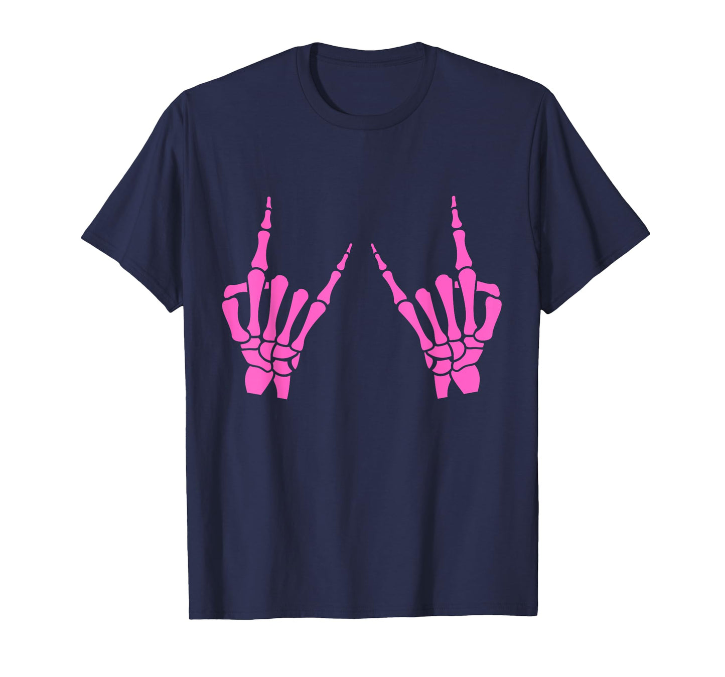 Skeleton Hand Horns Rock On Heavy Metal Women Back the Pink T-Shirt