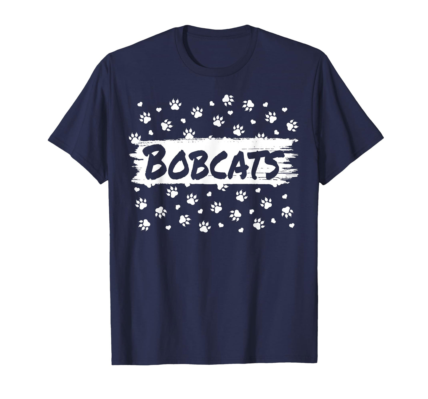 Bobcats Mascot School Spirit Men Women Leopard Footprint T-Shirt