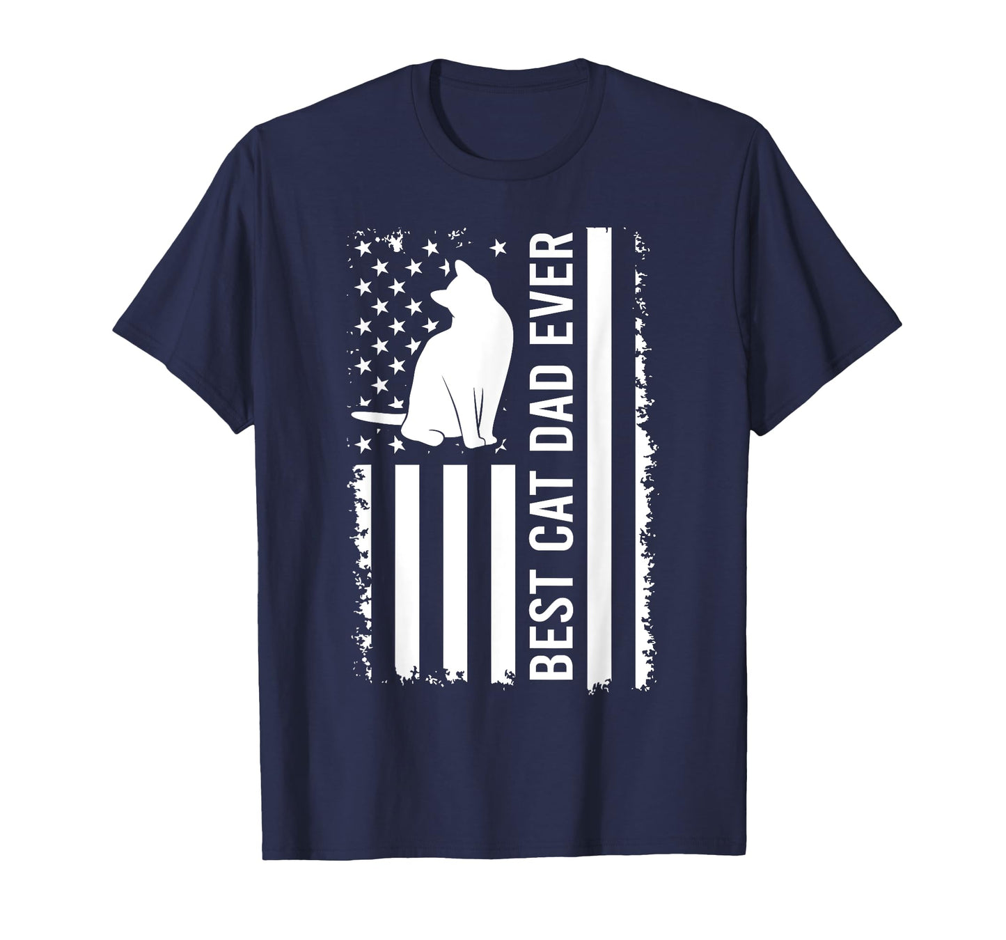 Men's Cat Dad US Flag Kitty Daddy Dad Christmas Fathers Day T-Shirt