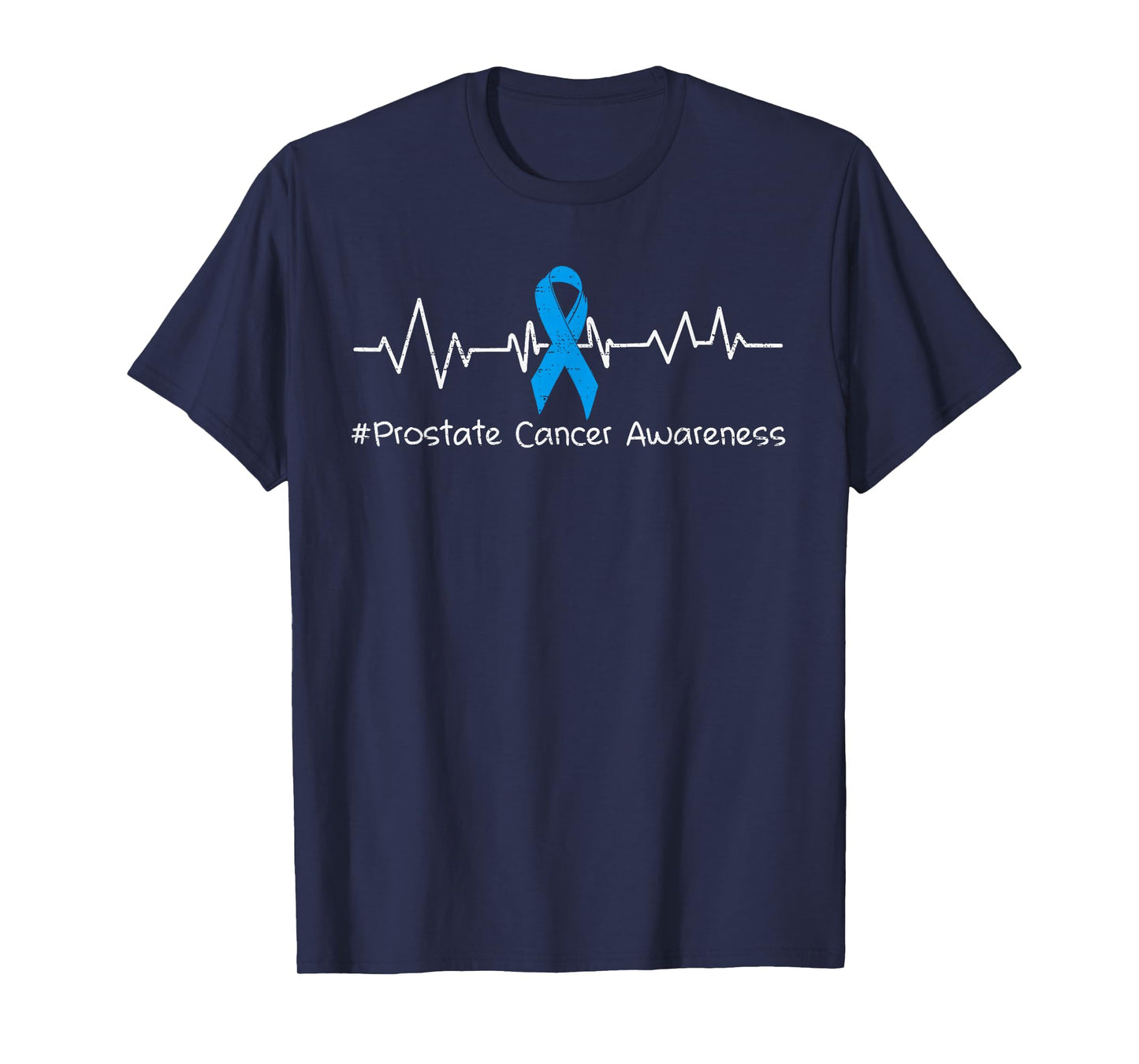 Prostate Cancer Awareness Heartbeat Ribbon Blue Support T-Shirt