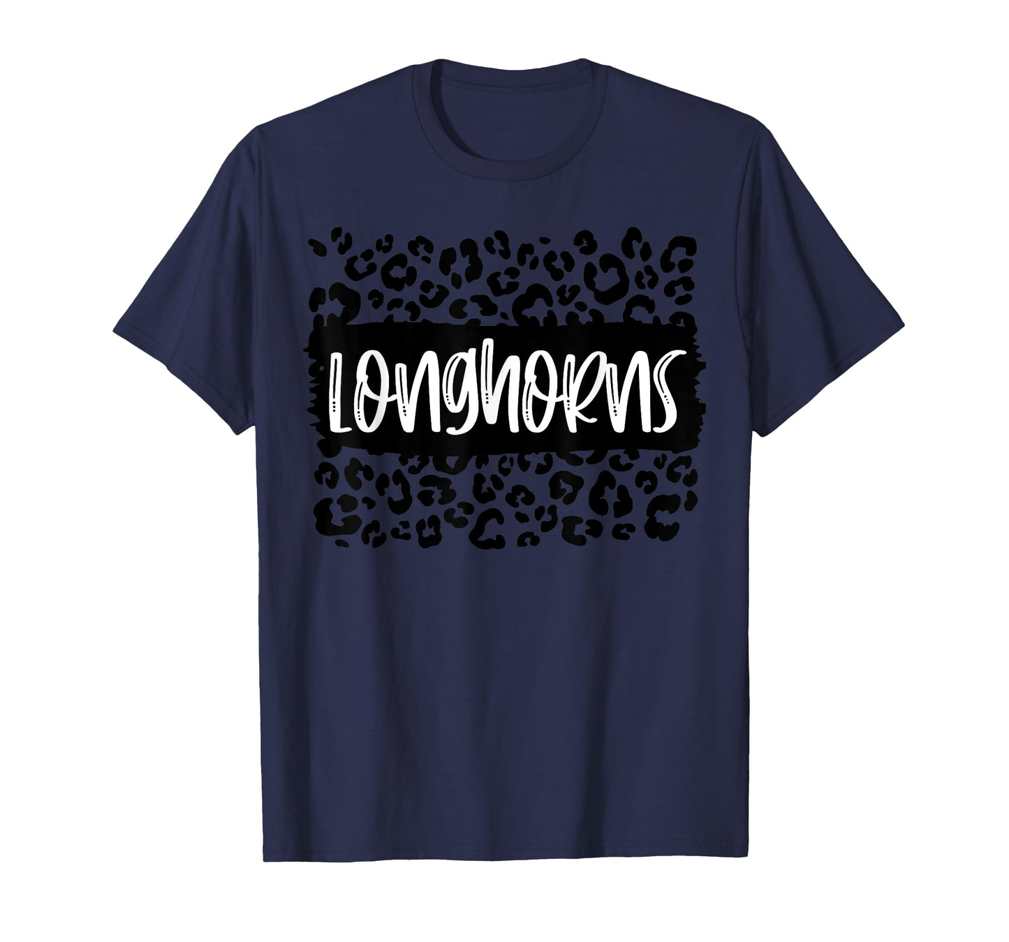 Longhorns Team Mascot School Spirit Game Night Leopard T-Shirt