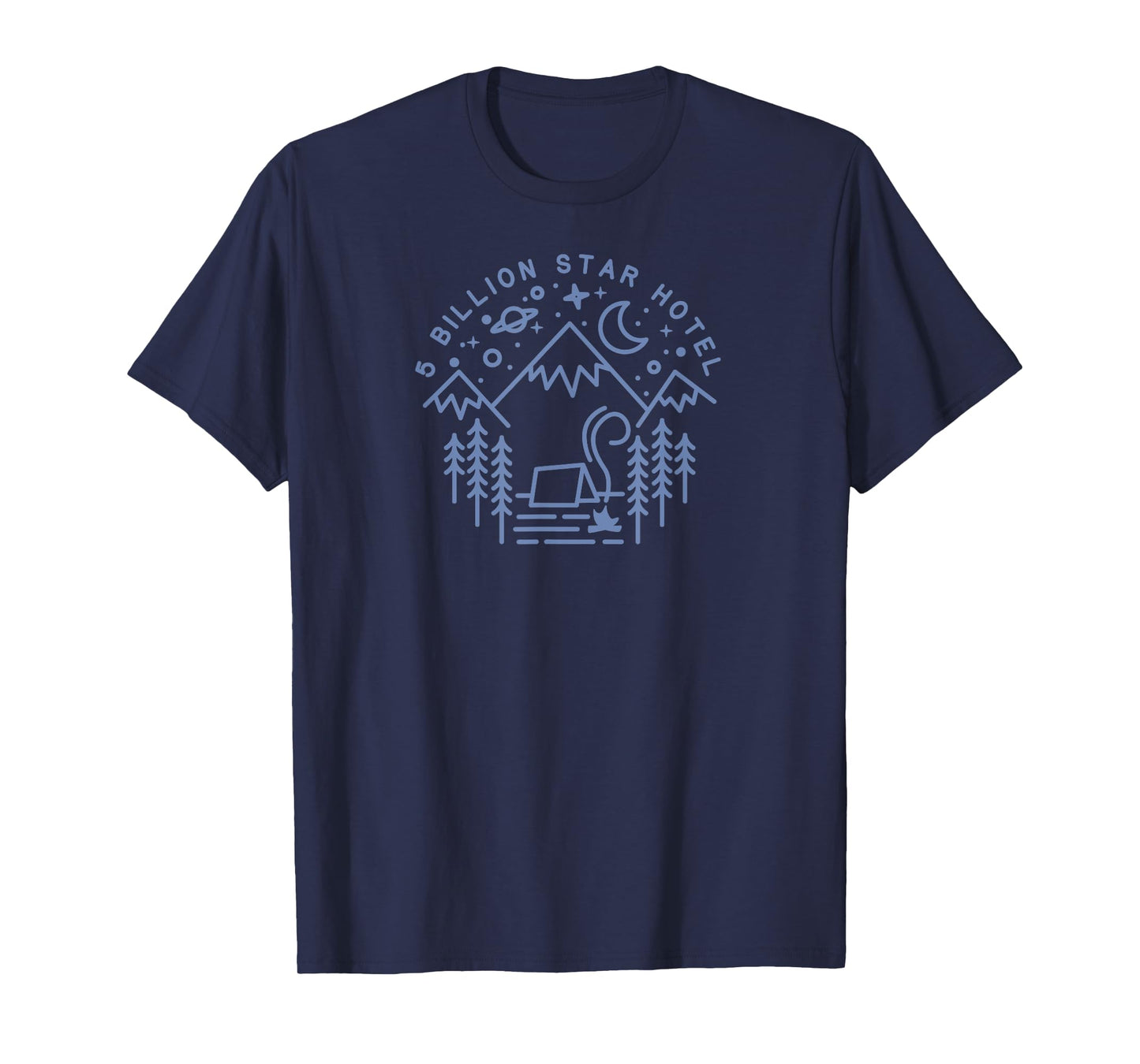 Camping Shirt 5 Billion Star Hotel Line Art Hiking Gift 2 T-Shirt