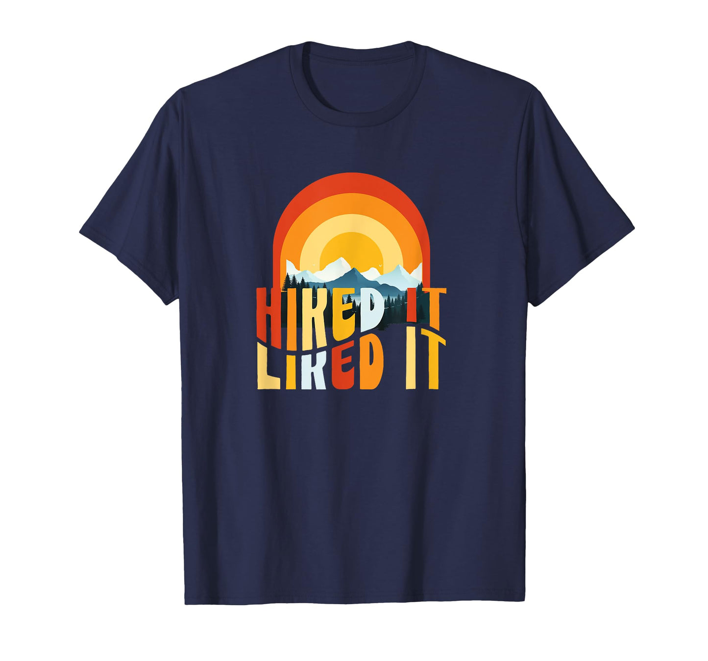Retro Groovy Wavy Hiked It Liked It 70s Style Mountains Sun T-Shirt