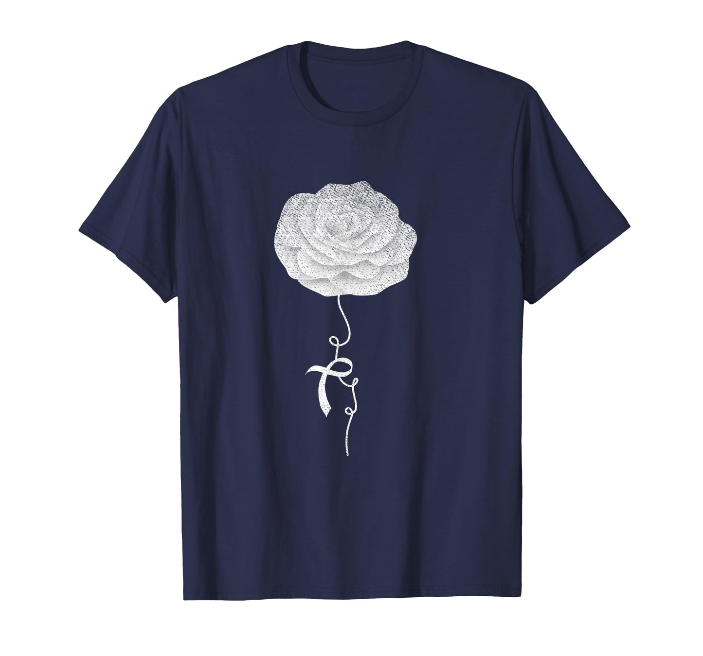 Flowers White Ribbon Women Lung Cancer Awareness T-Shirt